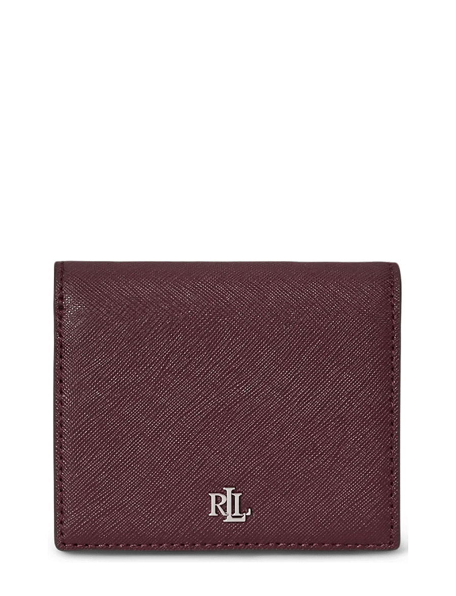 Lauren Ralph Lauren - CROSSHATCH LEATHER-CMPCT WALLET-WLT - portemonnaies - dark garnet - 0