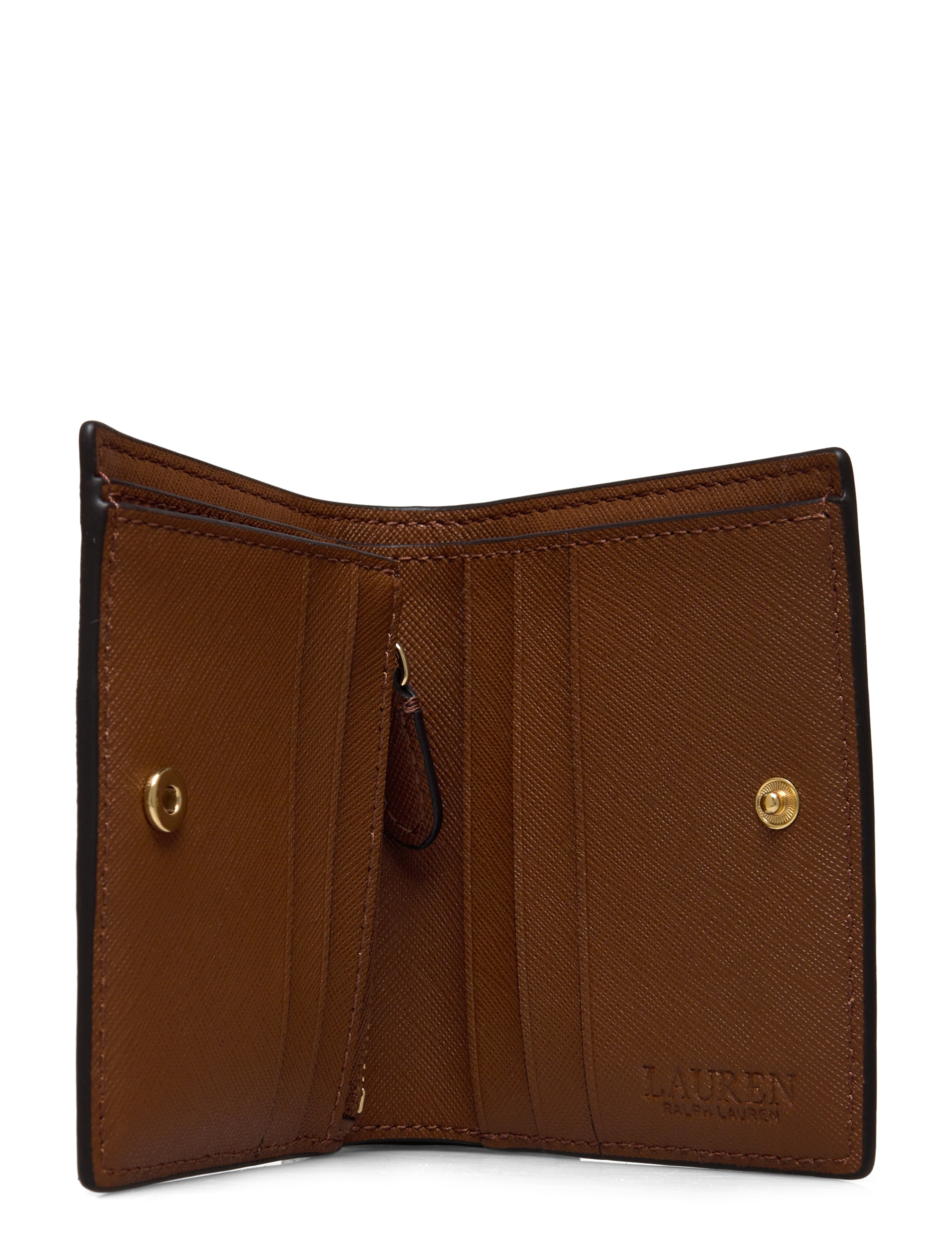 Lauren Ralph Lauren - Crosshatch Leather Compact Wallet - lauren tan - 3