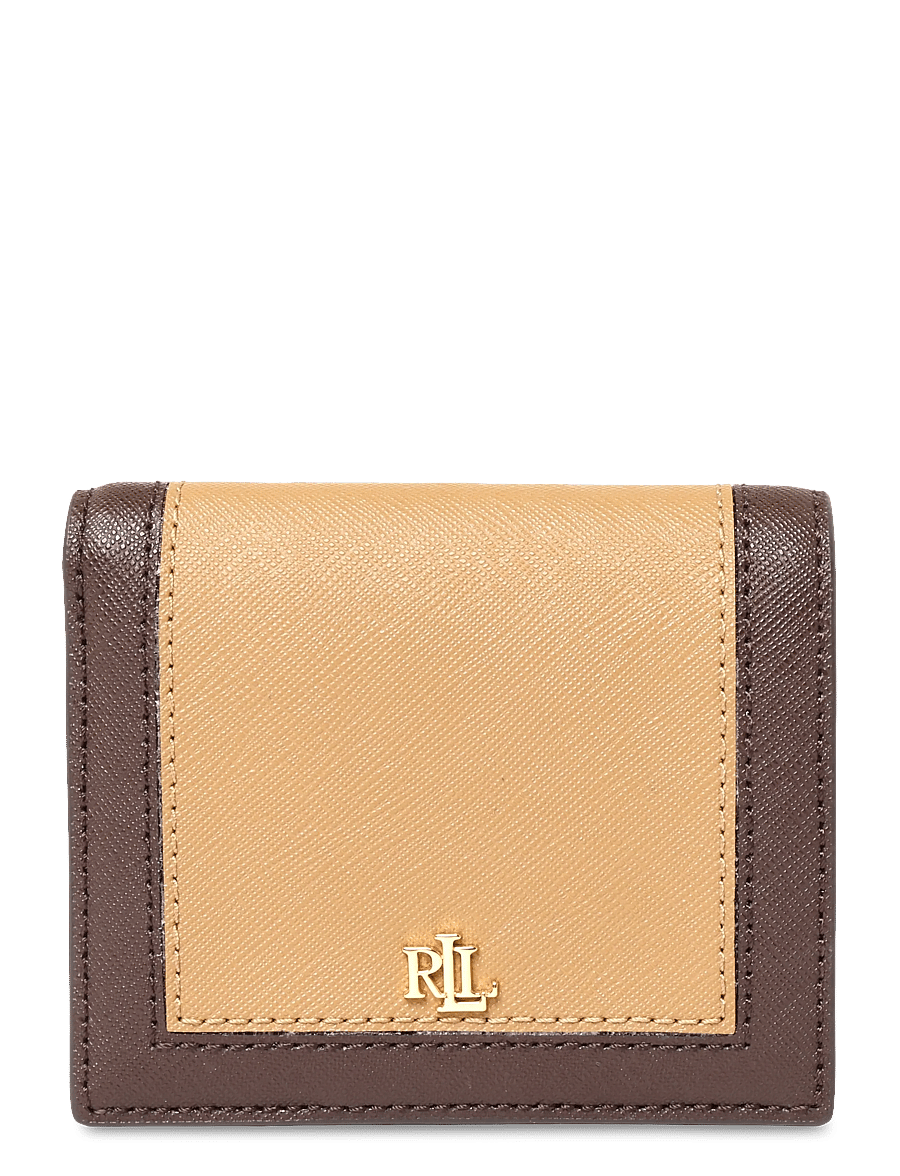 Lauren Ralph Lauren - PIECD CRSSHTCH LTHR-CMPCT WALLET-WL - punge - camel/chestnut br - 0