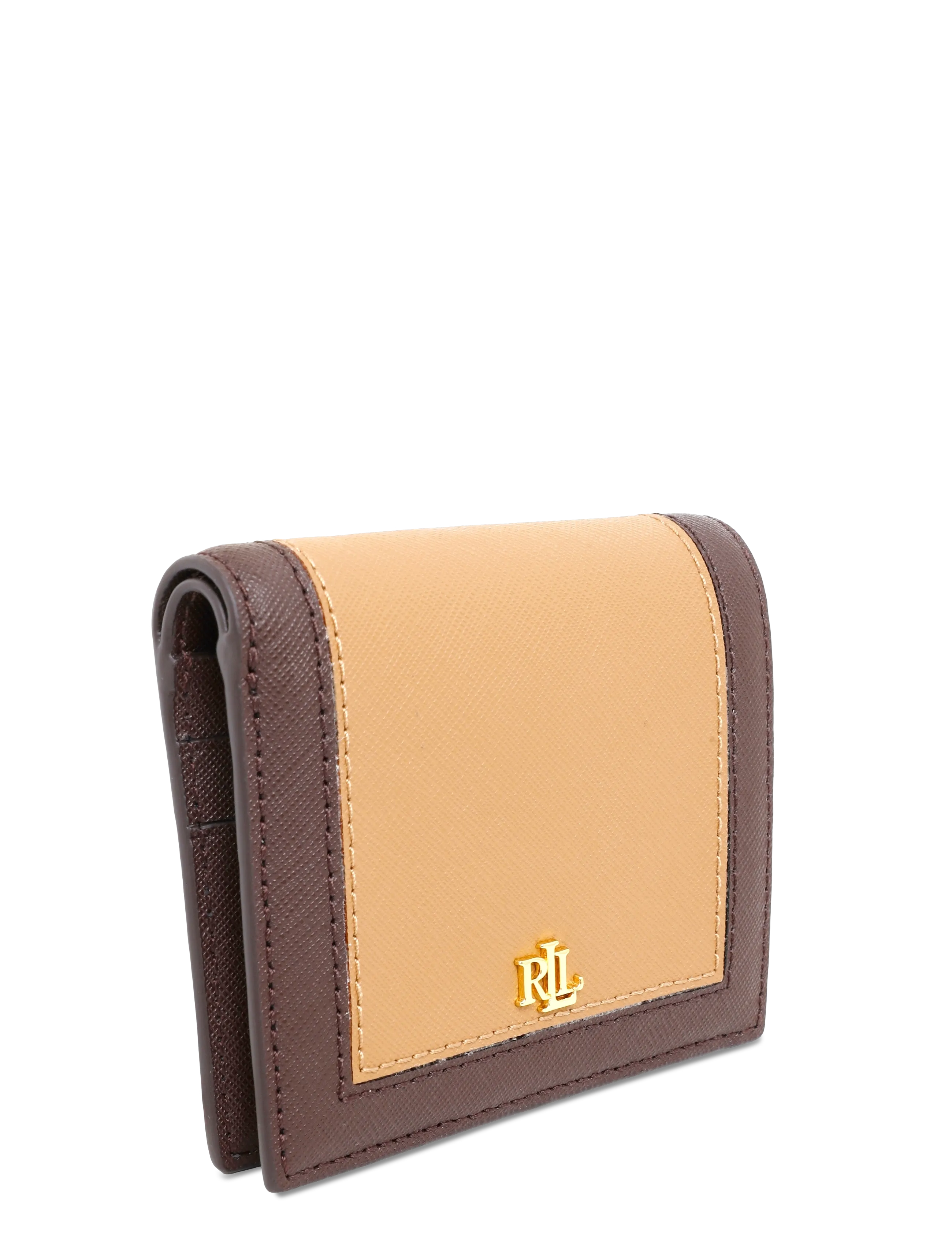 Lauren Ralph Lauren - PIECD CRSSHTCH LTHR-CMPCT WALLET-WL - punge - camel/chestnut br - 2