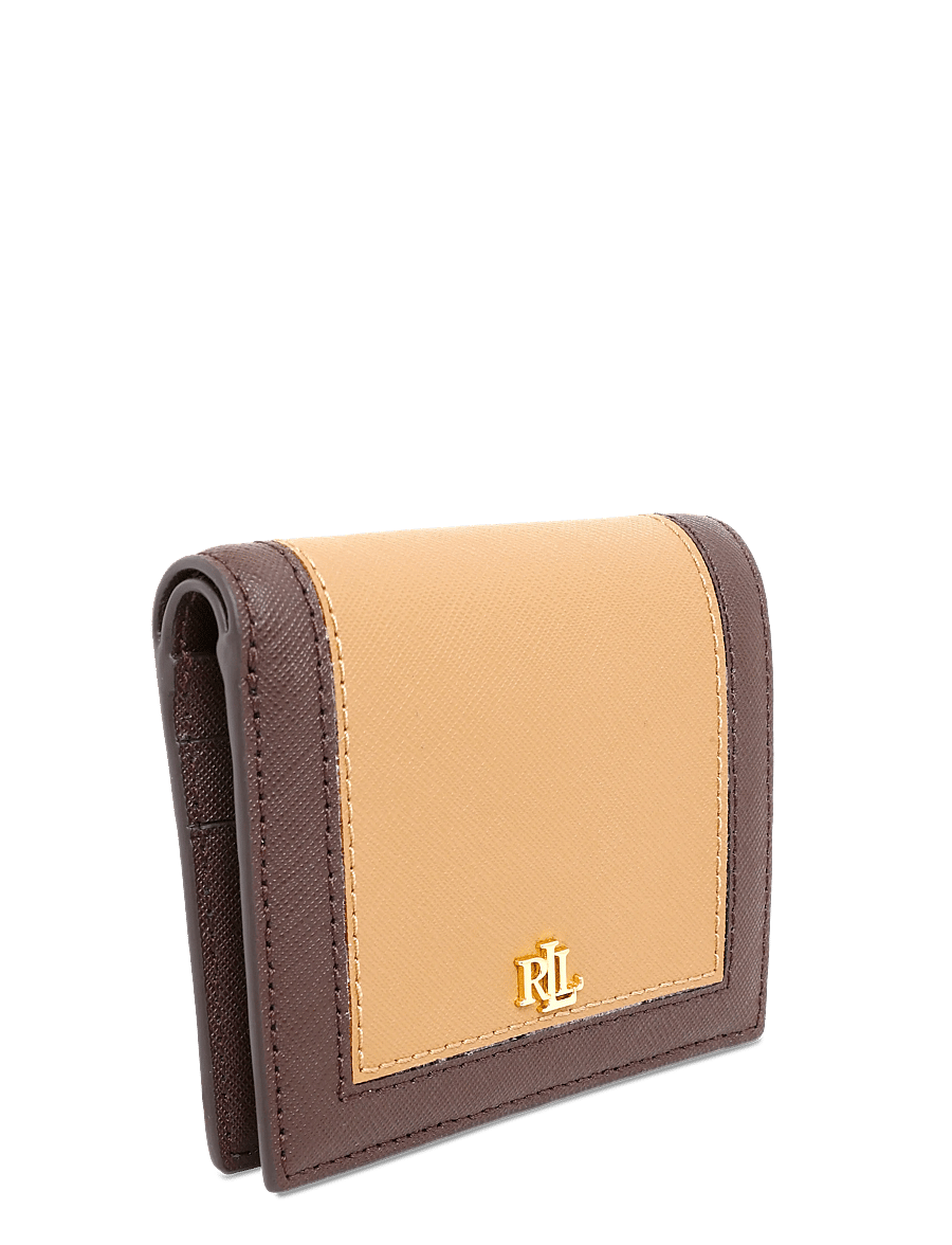 Lauren Ralph Lauren - PIECD CRSSHTCH LTHR-CMPCT WALLET-WL - punge - camel/chestnut br - 2
