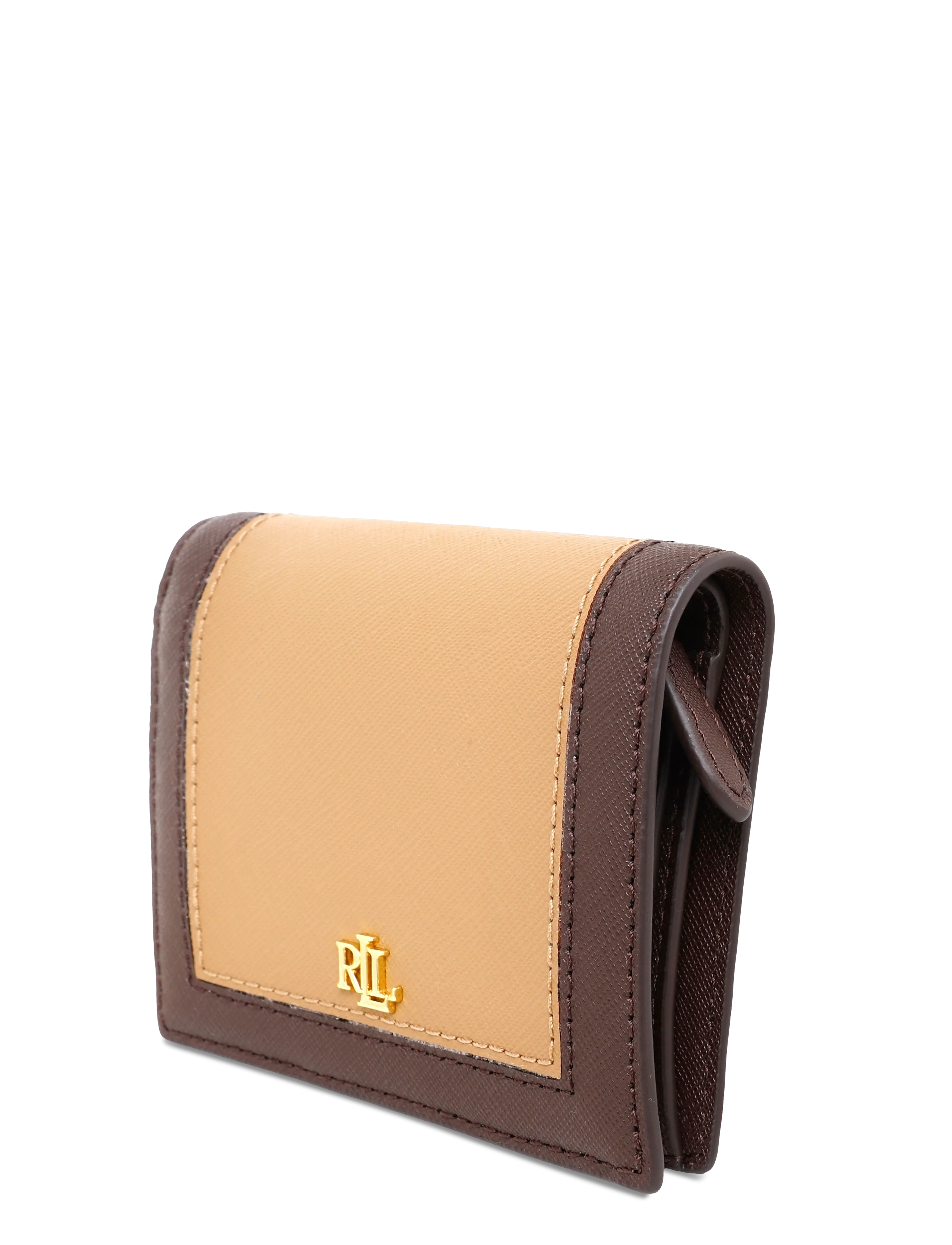 Lauren Ralph Lauren - PIECD CRSSHTCH LTHR-CMPCT WALLET-WL - punge - camel/chestnut br - 3