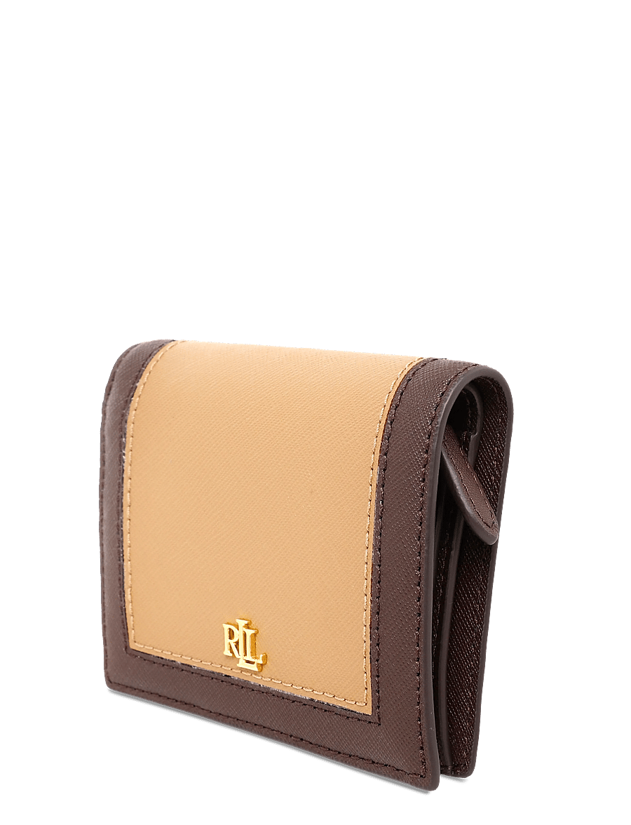 Lauren Ralph Lauren - PIECD CRSSHTCH LTHR-CMPCT WALLET-WL - punge - camel/chestnut br - 3