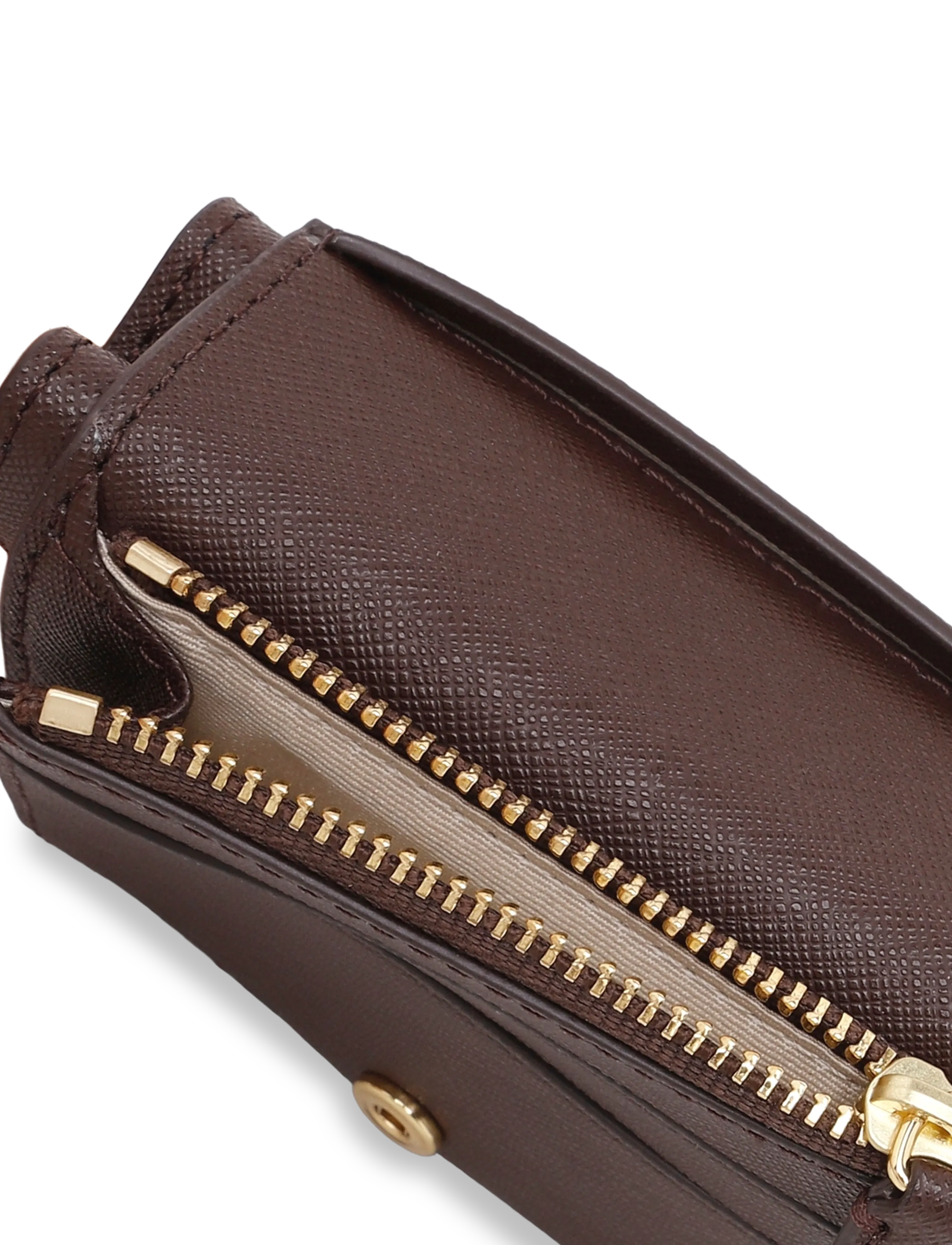 Lauren Ralph Lauren - PIECD CRSSHTCH LTHR-CMPCT WALLET-WL - punge - camel/chestnut br - 4