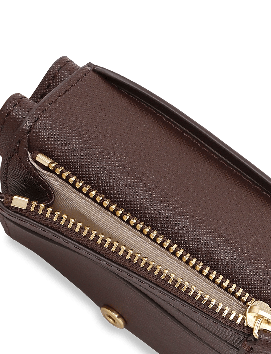 Lauren Ralph Lauren - PIECD CRSSHTCH LTHR-CMPCT WALLET-WL - punge - camel/chestnut br - 4