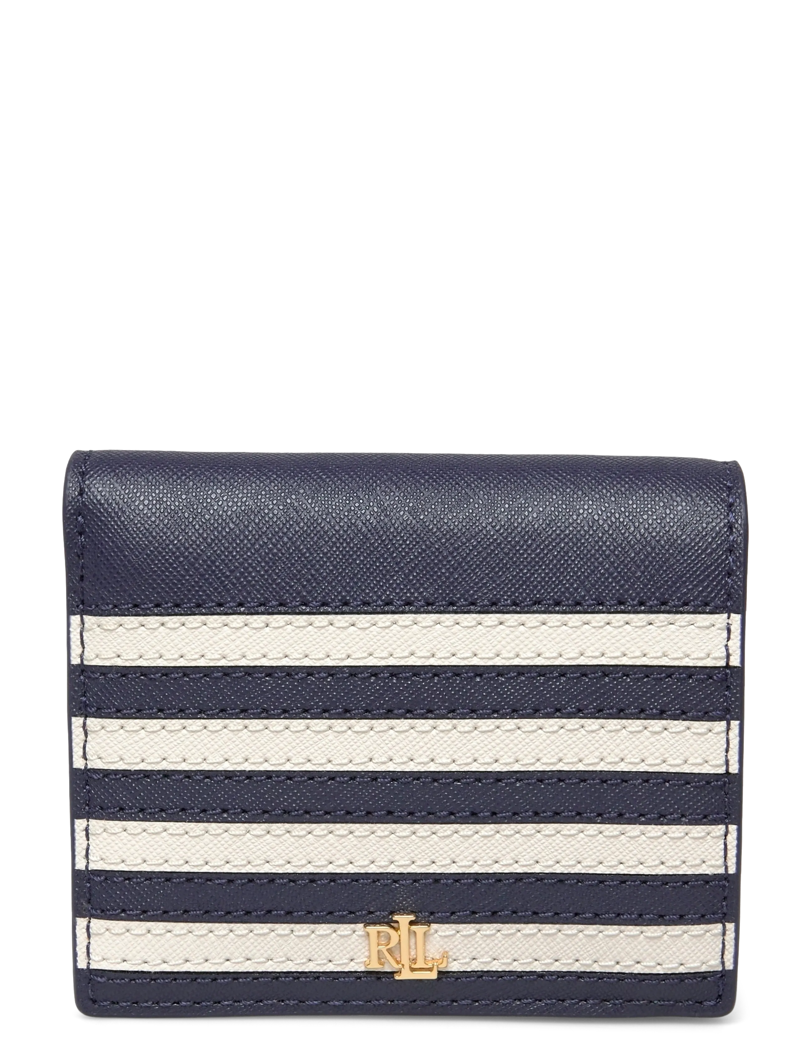 Color-Blocked Leather Compact Wallet - REFINED NAVY/SOFT