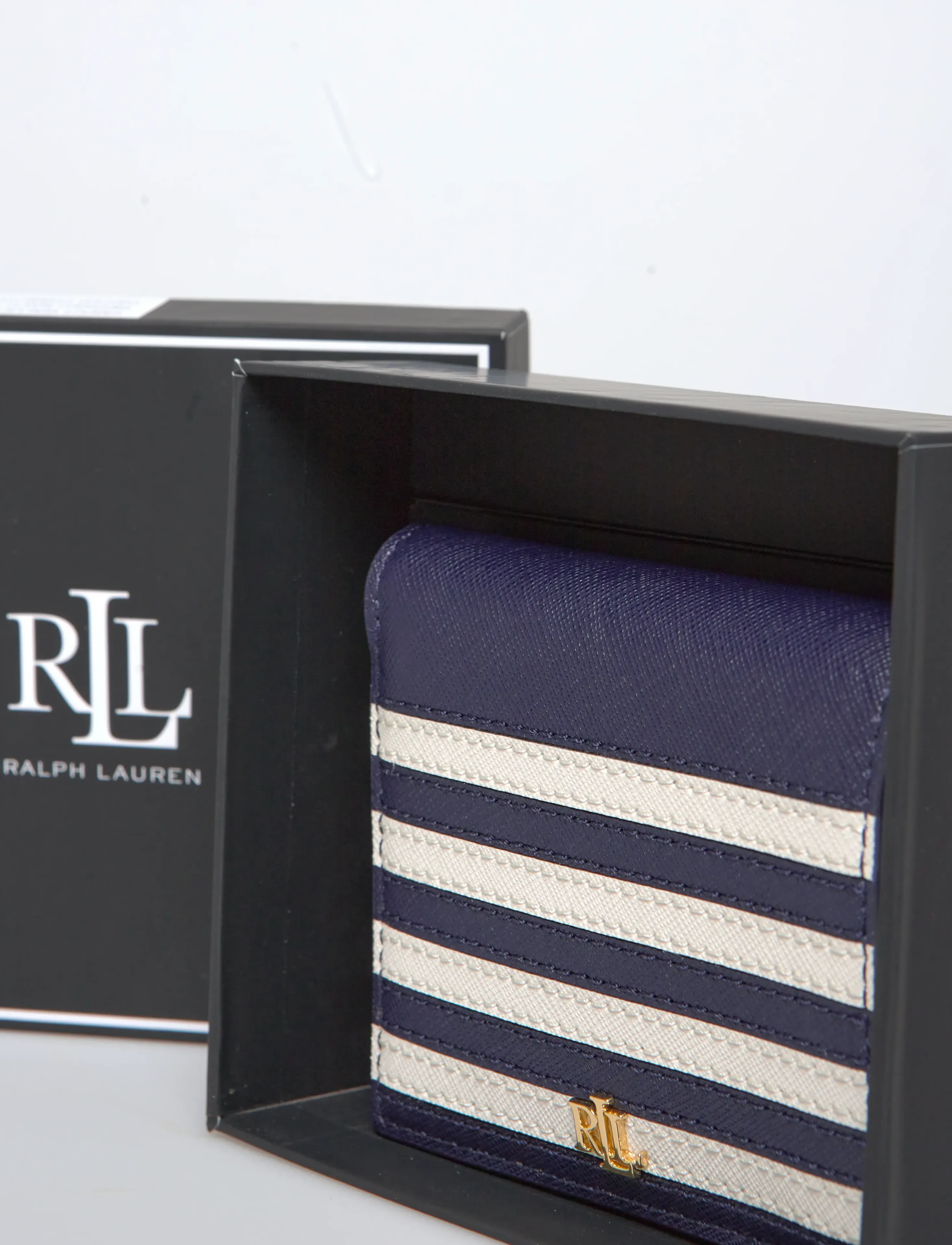 Lauren Ralph Lauren - PIECD CRSSHTCH LTHR-CMPCT WALLET-WL - rahakotid - refined navy/soft - 5
