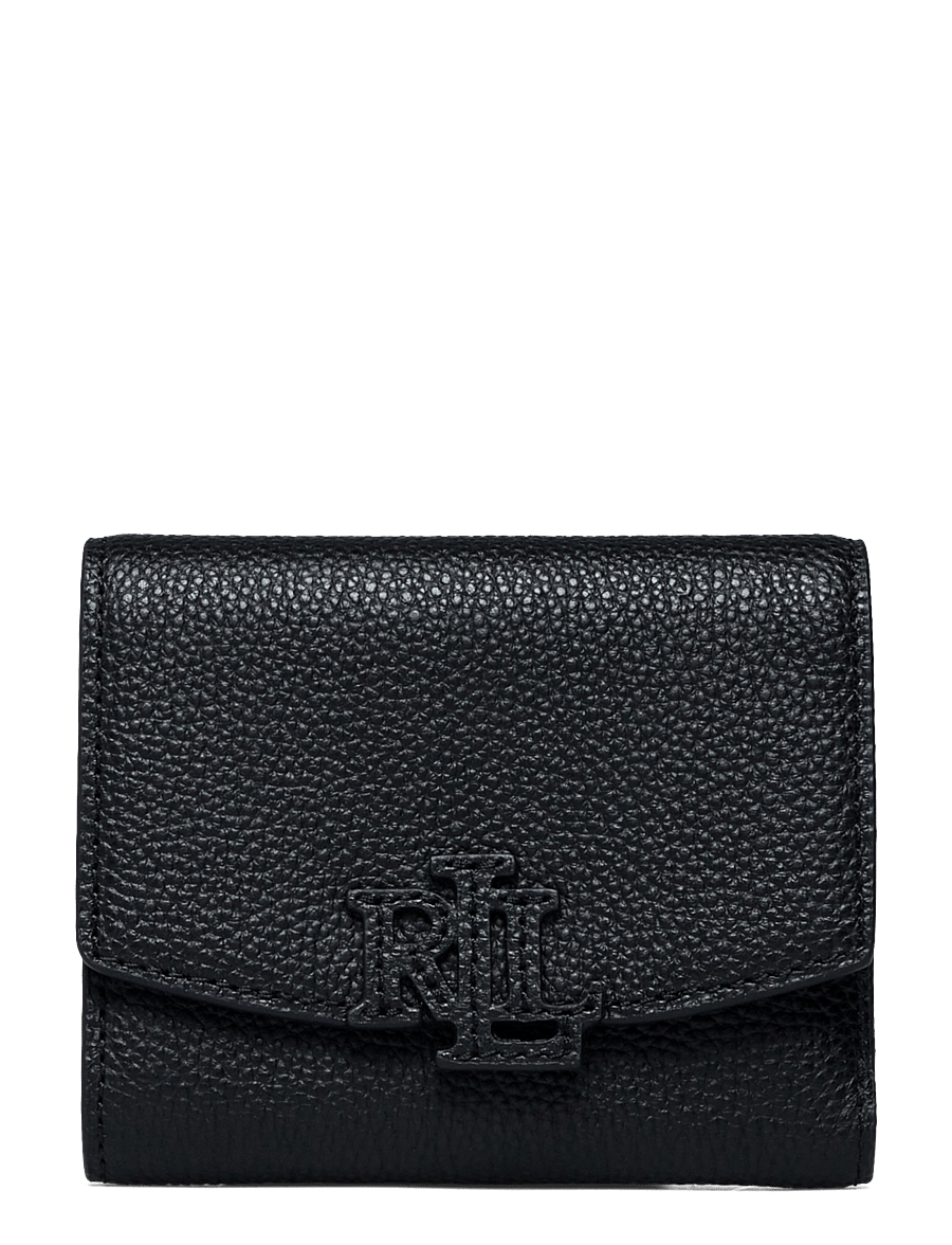 Lauren Ralph Lauren - PEBBLED LEATHER-CMRYN SM FLP-WLT-SM - portemonnaies - black - 0