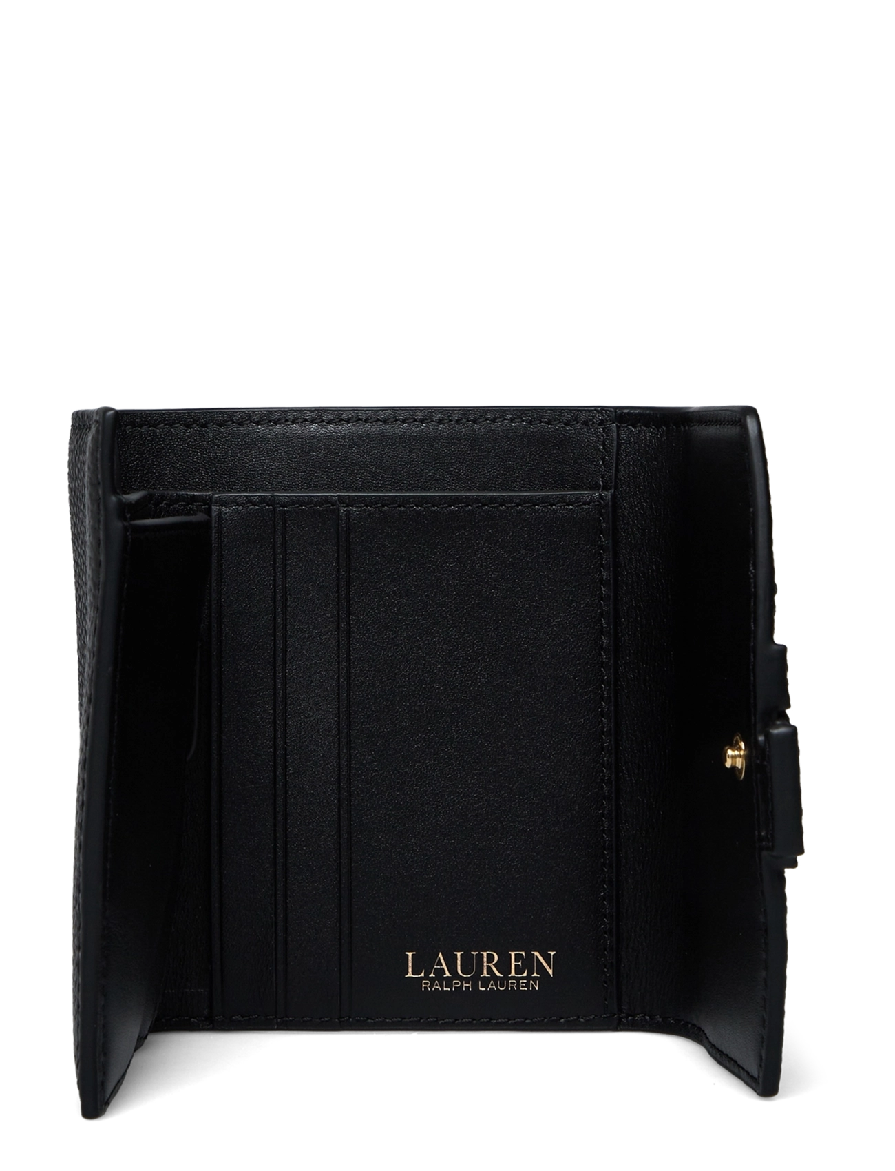 Lauren Ralph Lauren - PEBBLED LEATHER-CMRYN SM FLP-WLT-SM - piniginės - black - 3