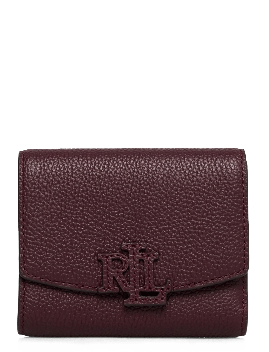 Lauren Ralph Lauren - PEBBLED LEATHER-CMRYN SM FLP-WLT-SM - portemonnaies - dark garnet - 0