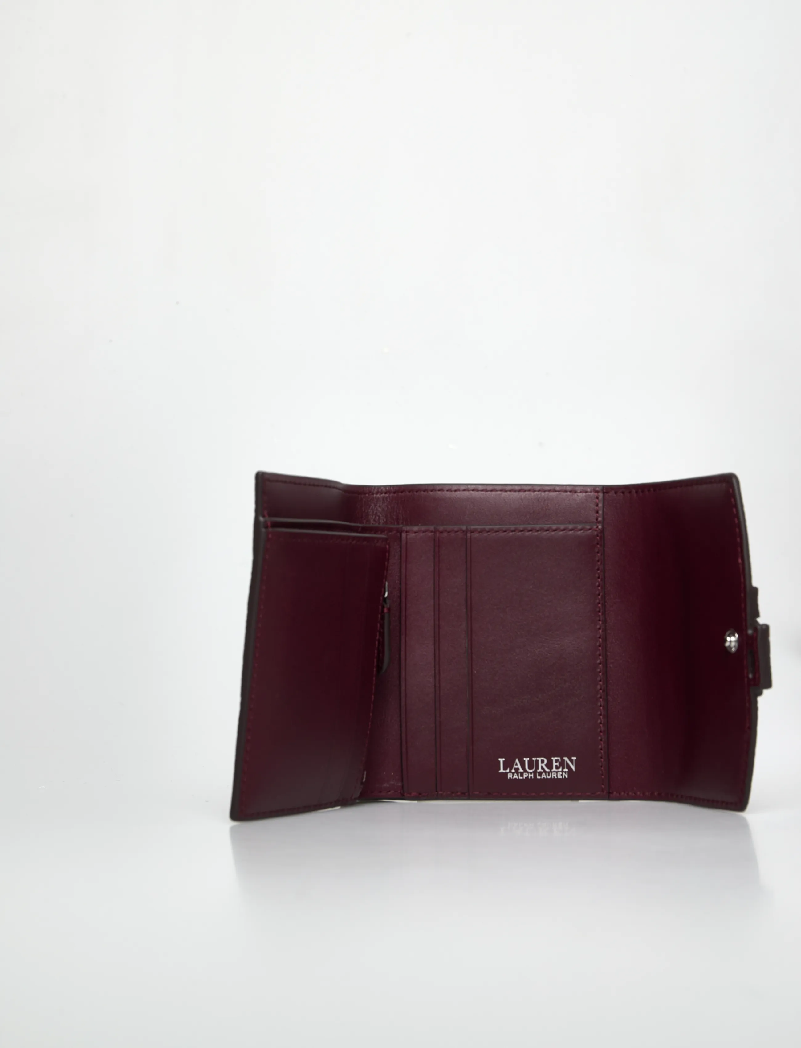 Lauren Ralph Lauren - PEBBLED LEATHER-CMRYN SM FLP-WLT-SM - punge - dark garnet - 3