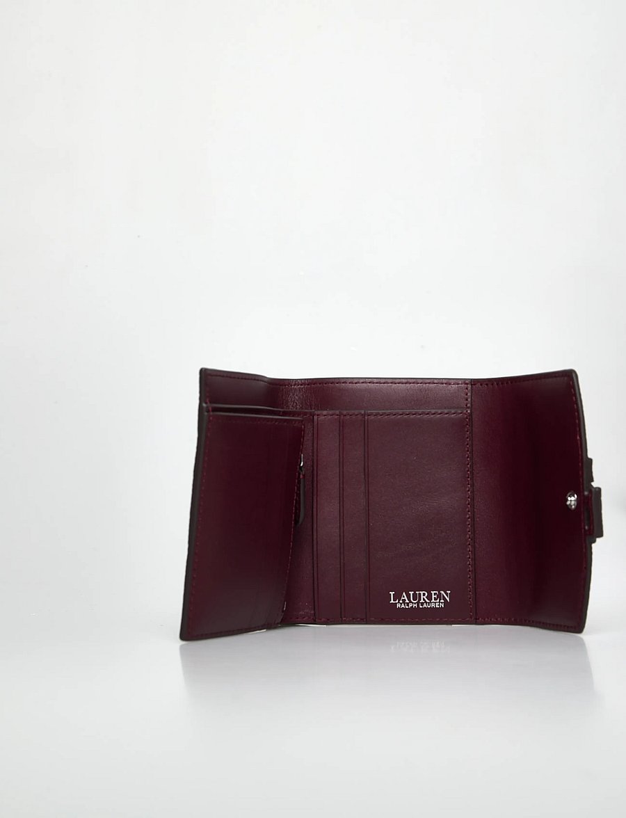 Lauren Ralph Lauren - PEBBLED LEATHER-CMRYN SM FLP-WLT-SM - portemonnaies - dark garnet - 3