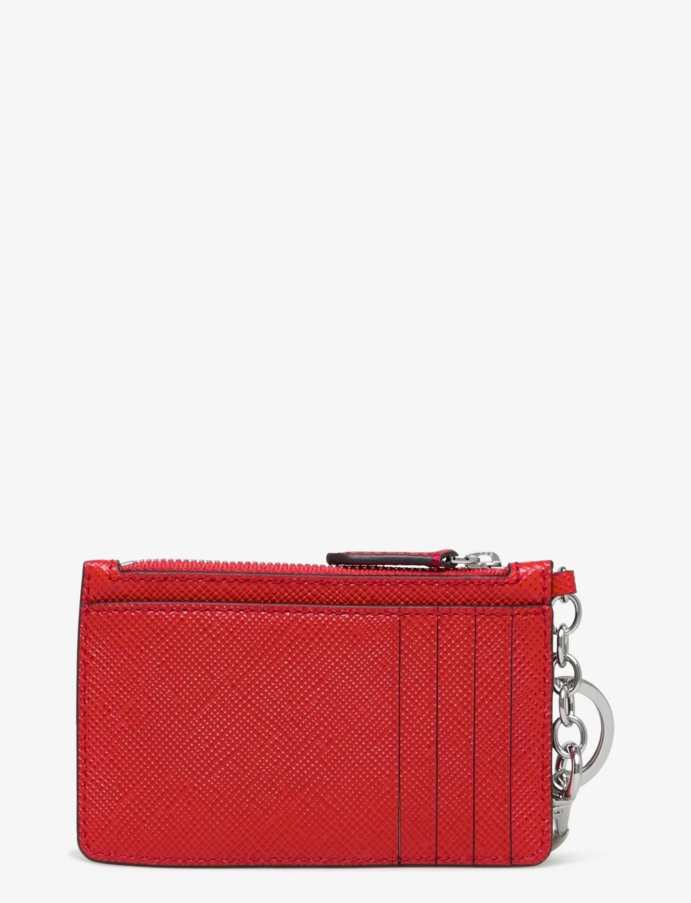 Lauren Ralph Lauren - Crosshatch Leather Zip Card Case - schlüsselringe - bright vermillion - 1