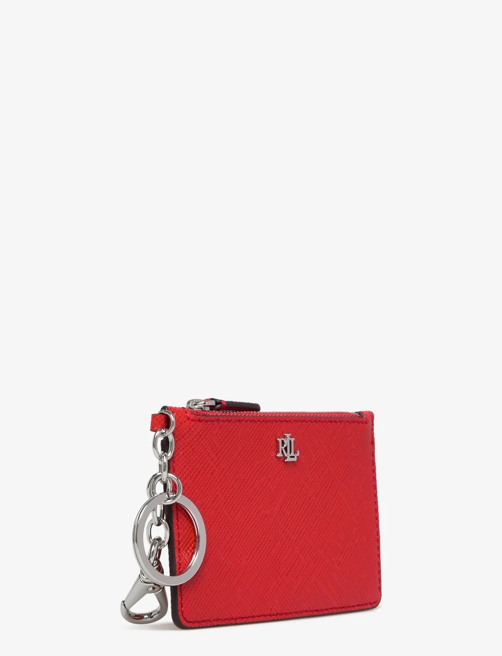Lauren Ralph Lauren - Crosshatch Leather Zip Card Case - schlüsselringe - bright vermillion - 2