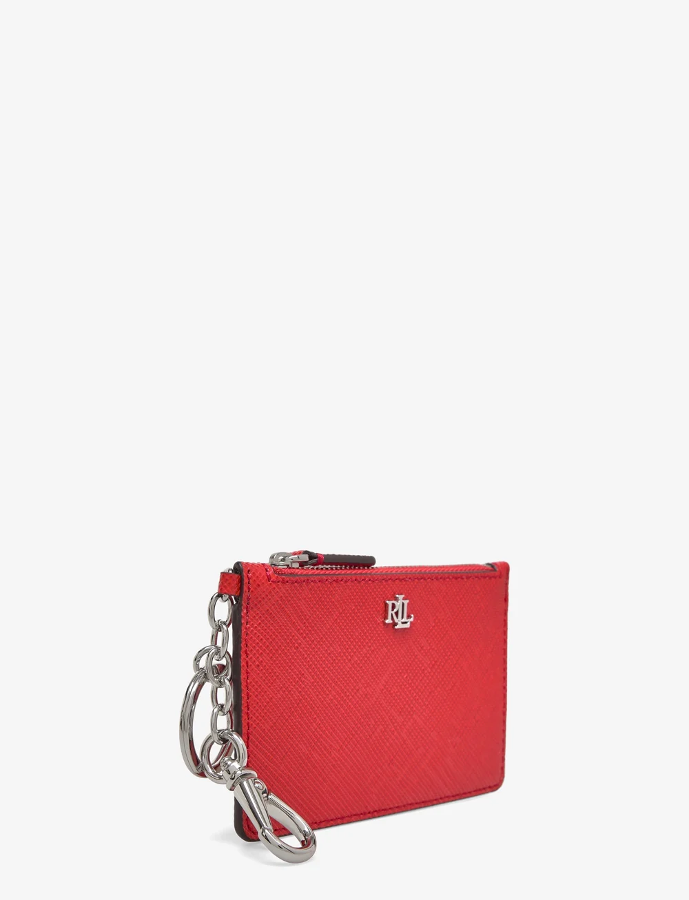 Lauren Ralph Lauren - Crosshatch Leather Zip Card Case - schlüsselringe - bright vermillion - 3