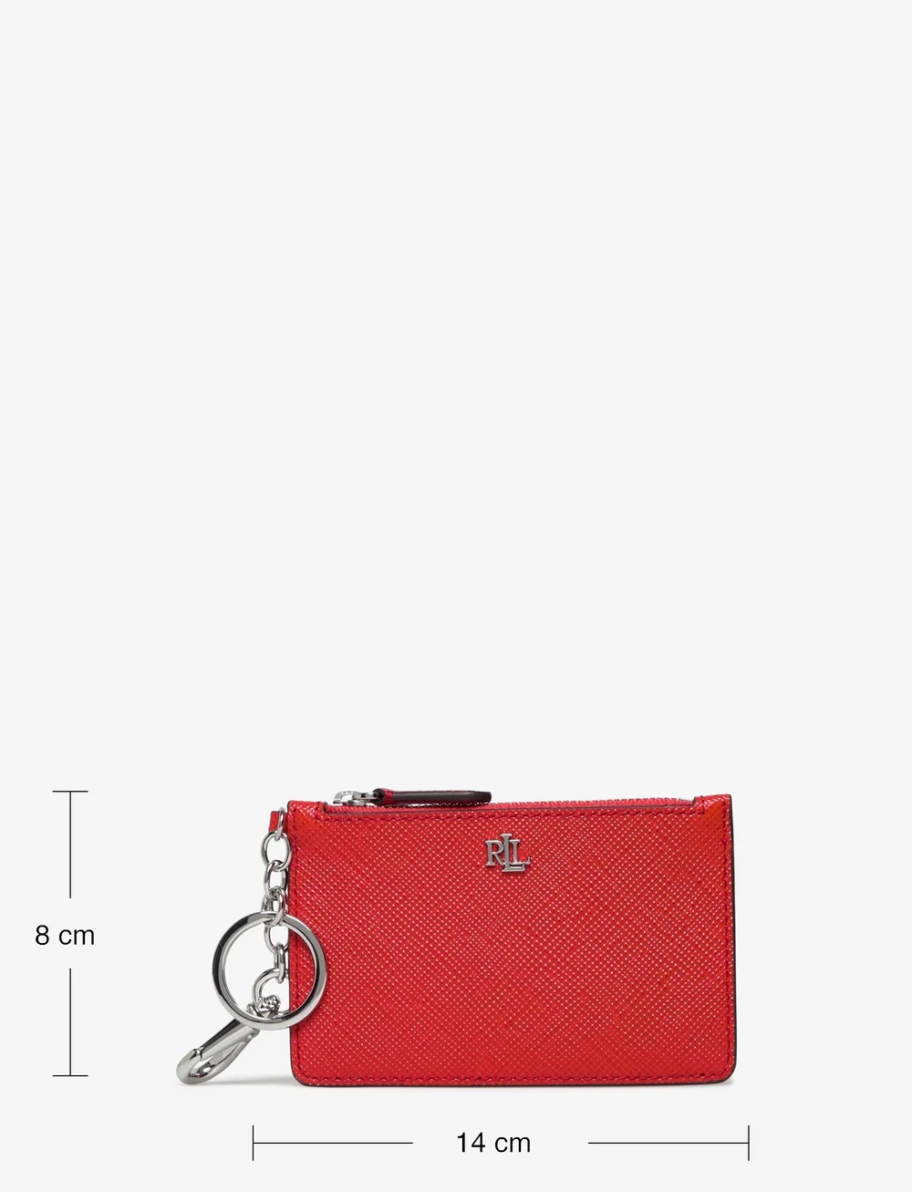 Lauren Ralph Lauren - Crosshatch Leather Zip Card Case - schlüsselringe - bright vermillion - 4