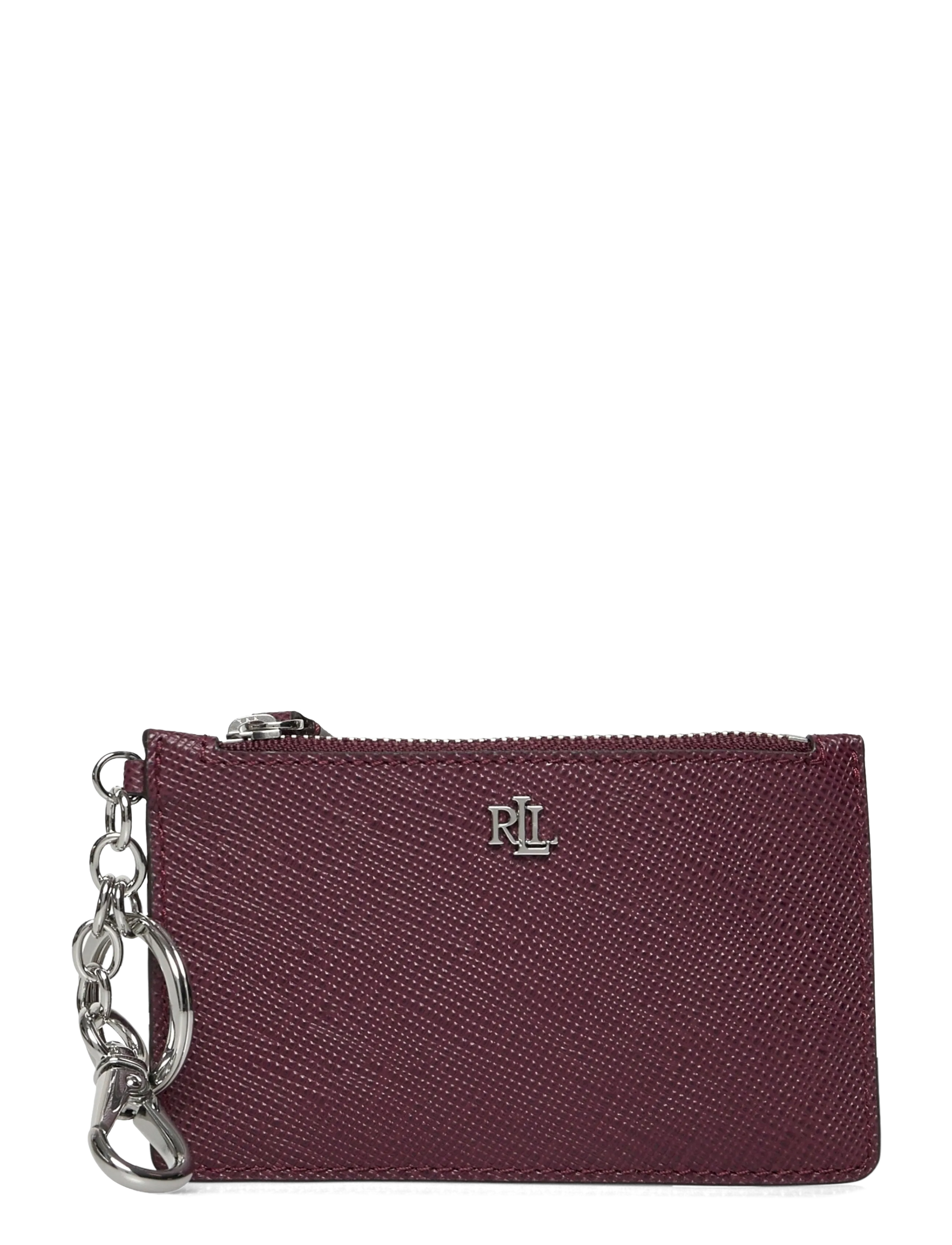 LAUREN RALPH LAUREN Crosshatch Leder Zip Card Case Burgundy - One Size - Damen
