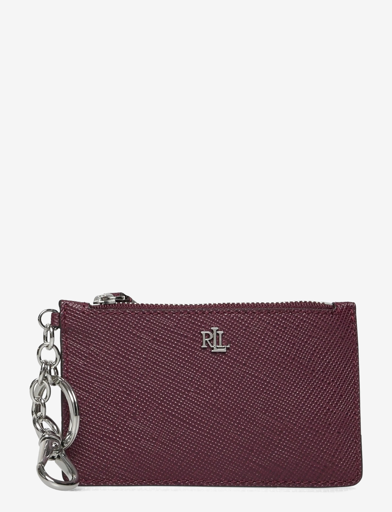 Lauren Ralph Lauren - Crosshatch Leather Zip Card Case - nøgleringe - dark garnet - 0