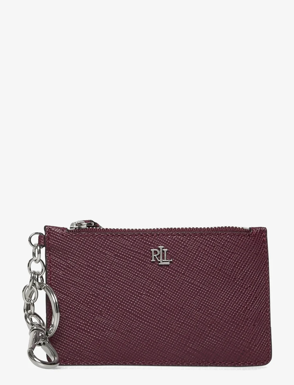 Lauren Ralph Lauren - Crosshatch Leather Zip Card Case - nøgleringe - dark garnet - 0