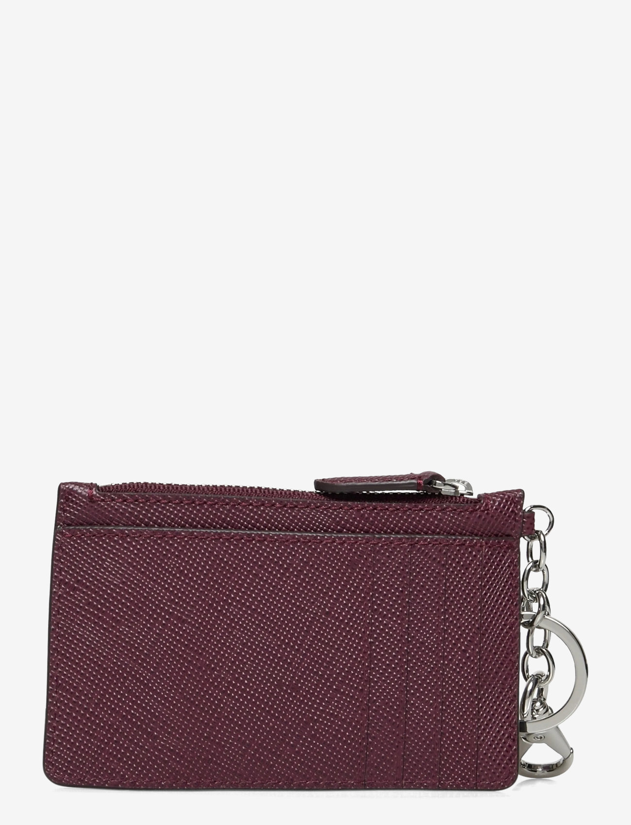 Lauren Ralph Lauren - Crosshatch Leather Zip Card Case - nøgleringe - dark garnet - 1