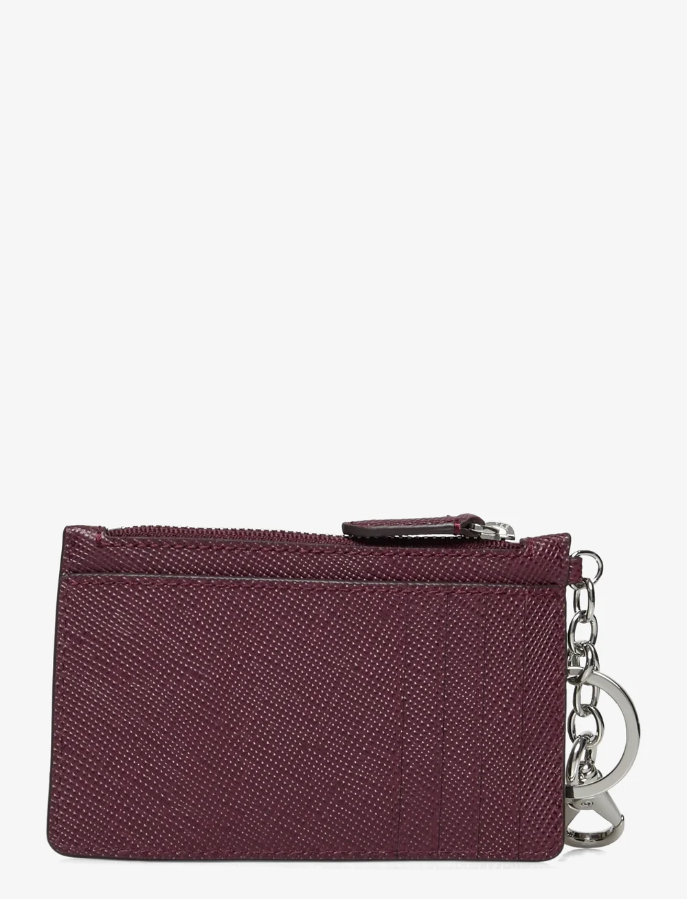 Lauren Ralph Lauren - Crosshatch Leather Zip Card Case - nøgleringe - dark garnet - 1