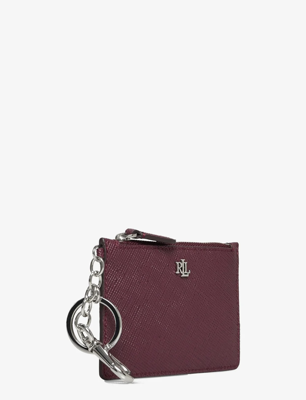 Lauren Ralph Lauren - Crosshatch Leather Zip Card Case - nøgleringe - dark garnet - 2