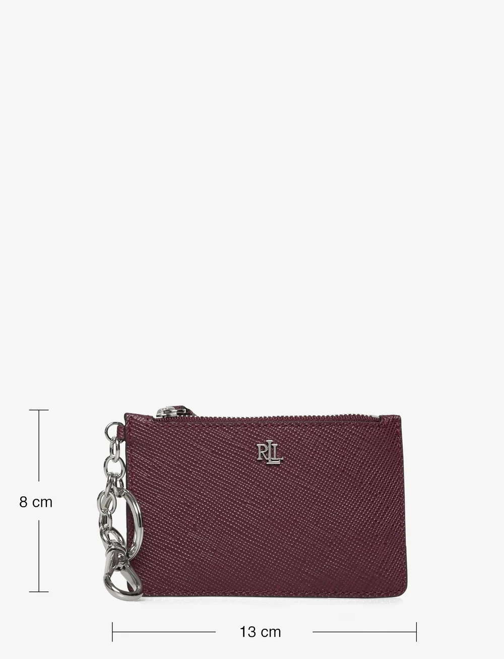 Lauren Ralph Lauren - Crosshatch Leather Zip Card Case - nøgleringe - dark garnet - 3