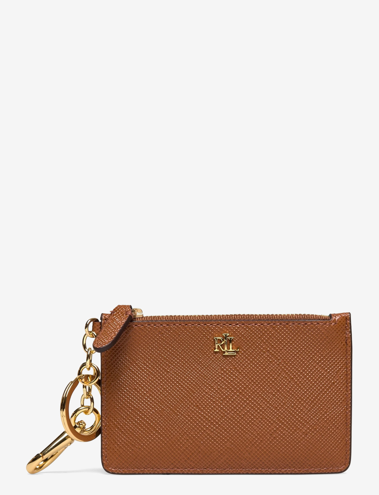 Lauren Ralph Lauren - Crosshatch Leather Zip Card Case - schlüsselringe - lauren tan - 0
