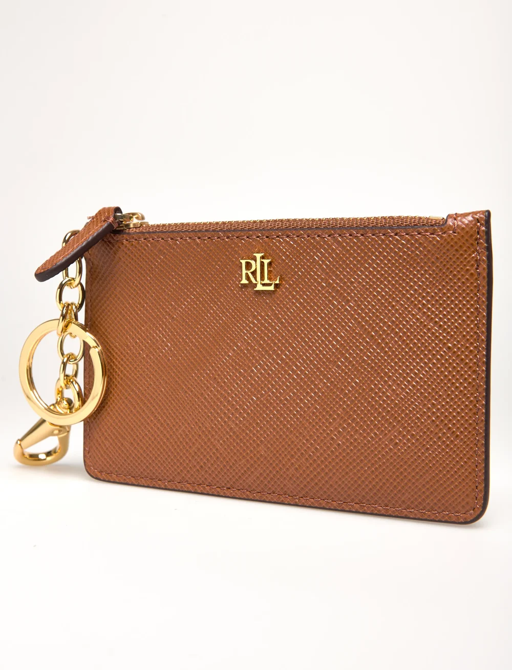 Lauren Ralph Lauren - Crosshatch Leather Zip Card Case - nøgleringe - lauren tan - 4