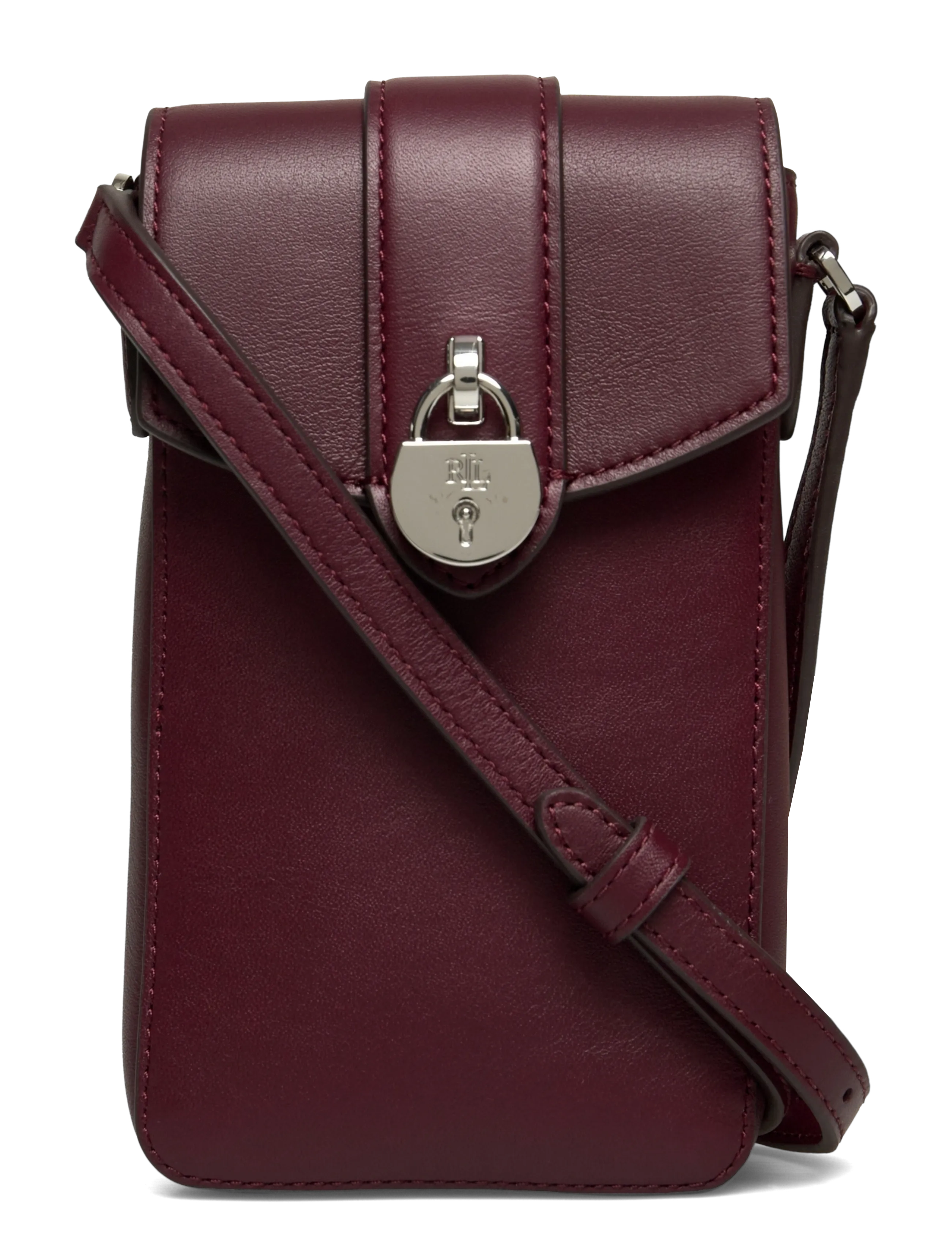 Lauren Ralph Lauren - Leather Tanner Crossbody Tech Case - rankinės ilgu dirželiu - dark garnet - 0