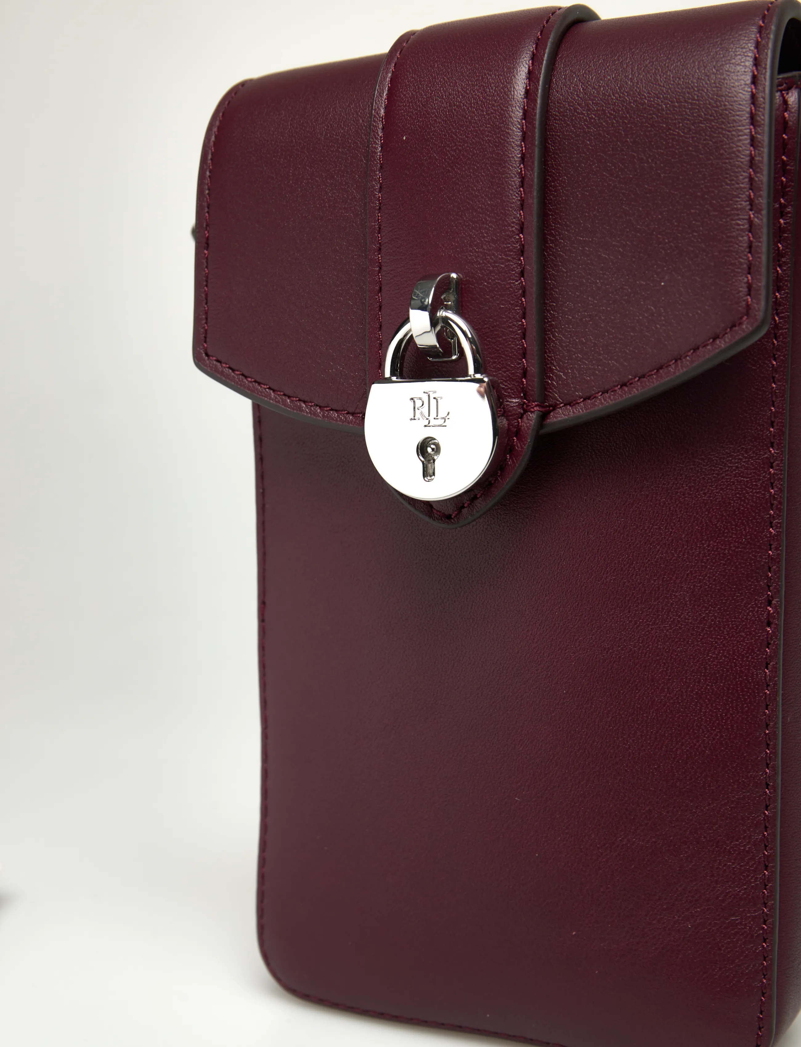 Lauren Ralph Lauren - Leather Tanner Crossbody Tech Case - rankinės ilgu dirželiu - dark garnet - 4