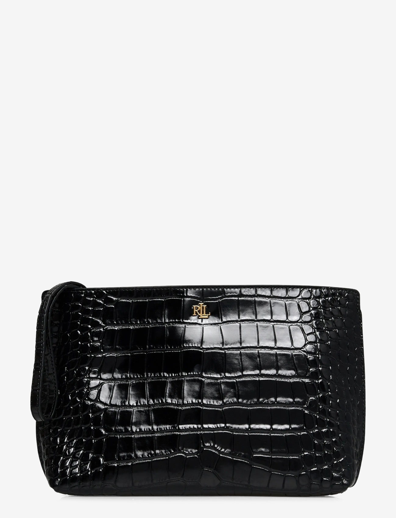 Lauren Ralph Lauren - Crocodile-Embossed Leather Large Pouch - speciella tillfällen - black - 0