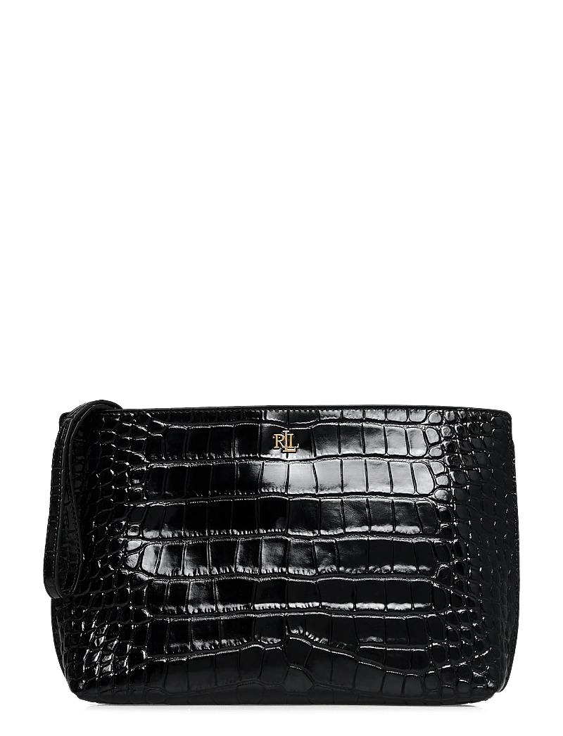 Lauren Ralph Lauren - Crocodile-Embossed Leather Large Pouch - speciella tillfällen - black - 0