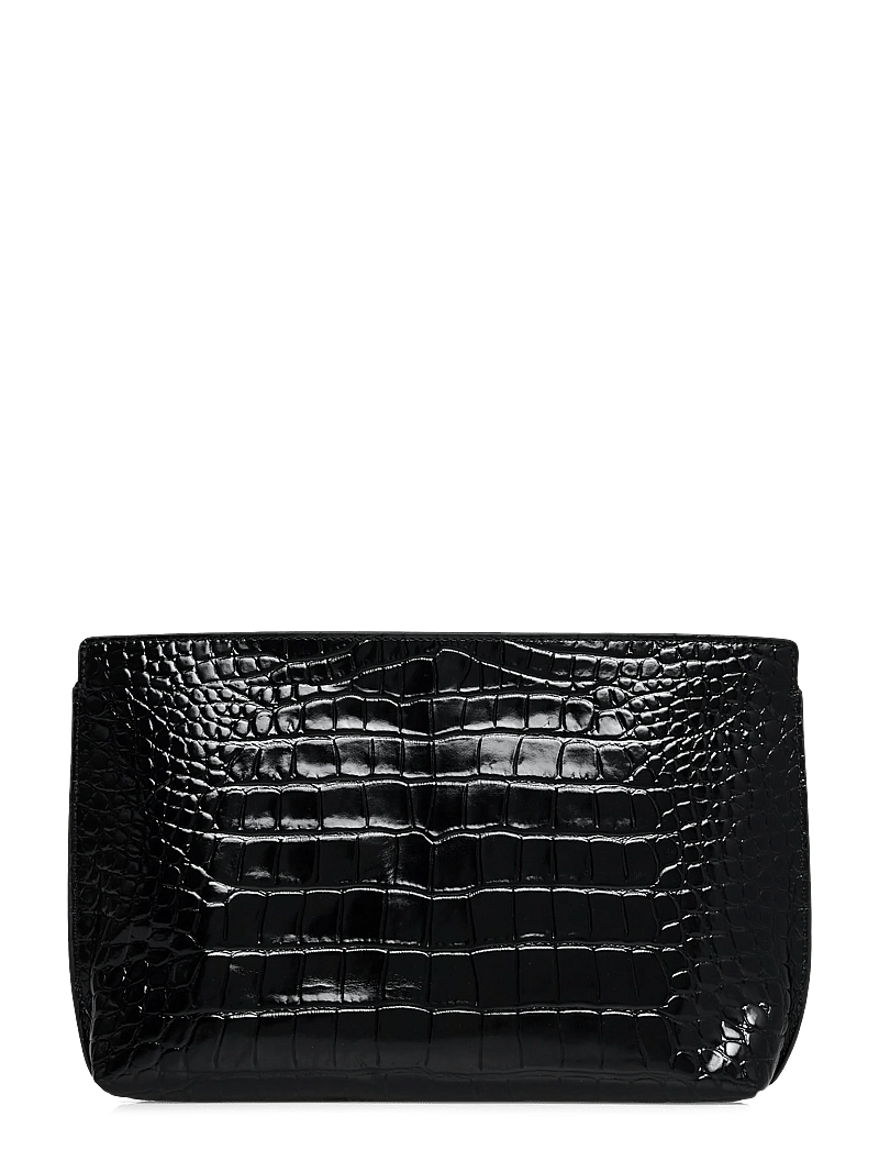 Lauren Ralph Lauren - Crocodile-Embossed Leather Large Pouch - speciella tillfällen - black - 1