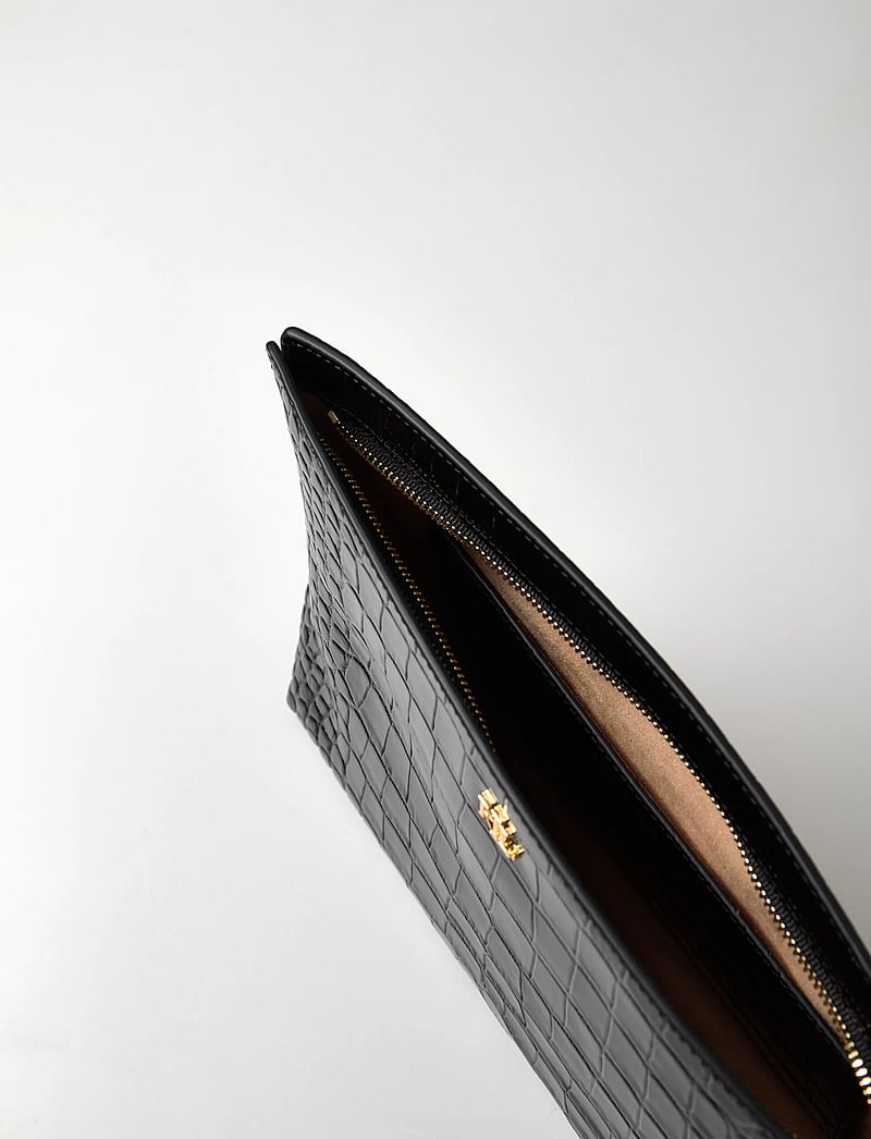 Lauren Ralph Lauren - Crocodile-Embossed Leather Large Pouch - speciella tillfällen - black - 4