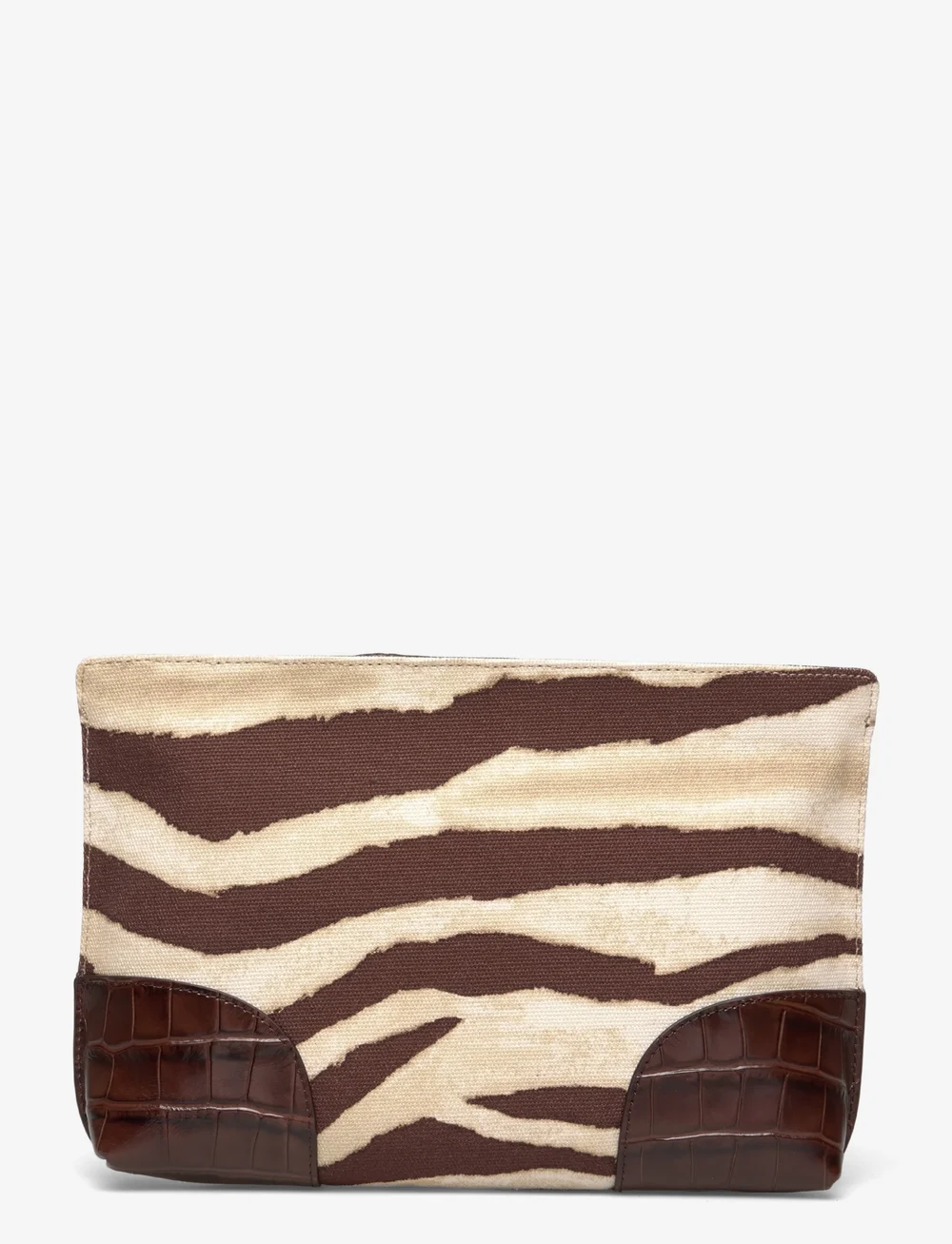 Lauren Ralph Lauren - PRNT CVS/LG CROC EM-TOP ZIP PCH-PCH - henkeltaschen - zebra/dark hickor - 1