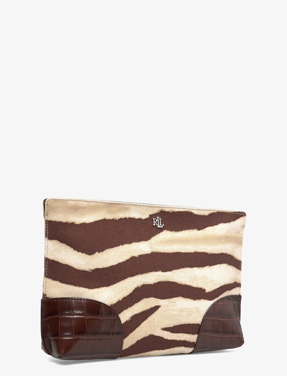 Lauren Ralph Lauren - PRNT CVS/LG CROC EM-TOP ZIP PCH-PCH - henkeltaschen - zebra/dark hickor - 2