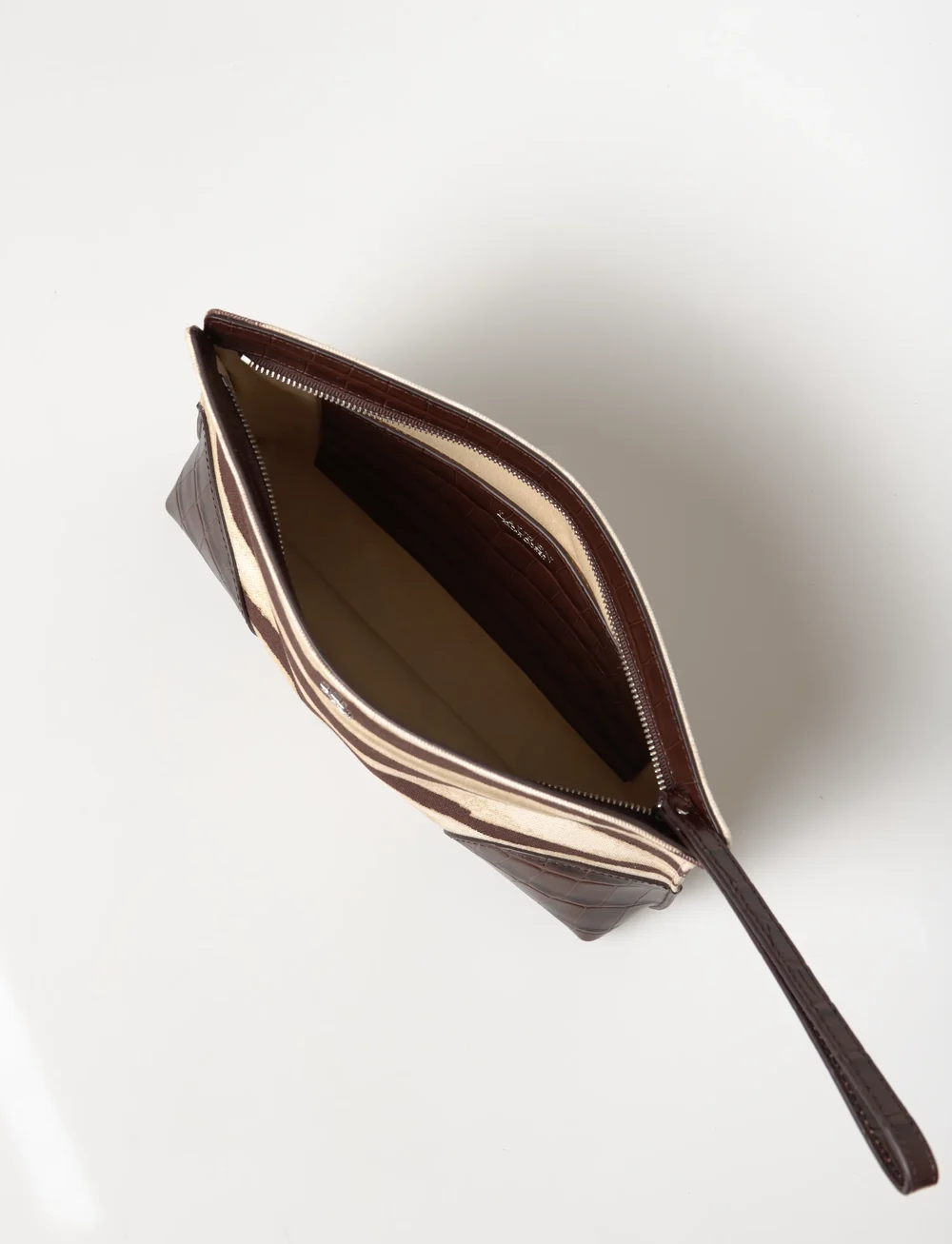 Lauren Ralph Lauren - PRNT CVS/LG CROC EM-TOP ZIP PCH-PCH - henkeltaschen - zebra/dark hickor - 5