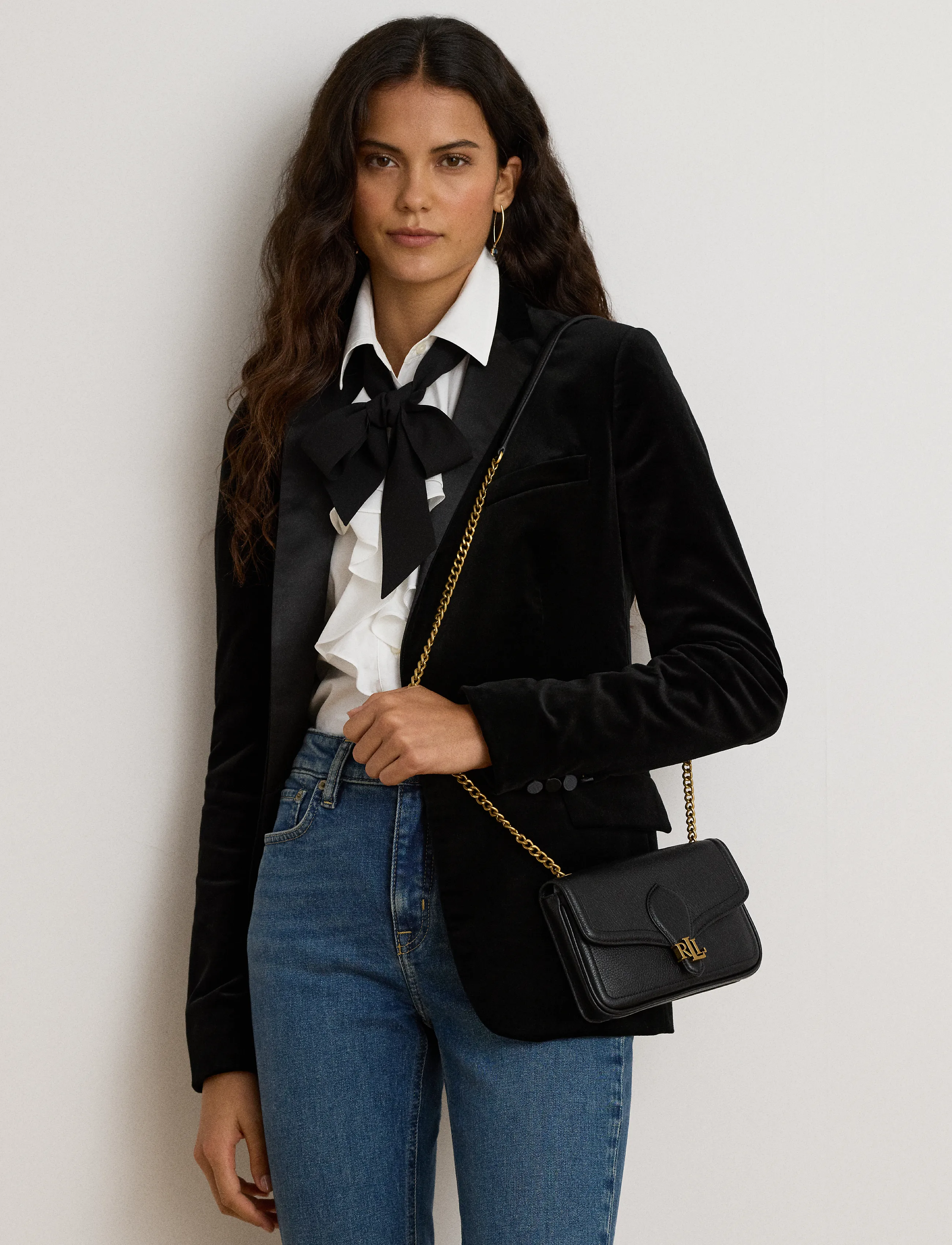 Lauren Ralph Lauren - Pebbled Leather Bradley Crossbody Wallet - crossbody bags - black - 4
