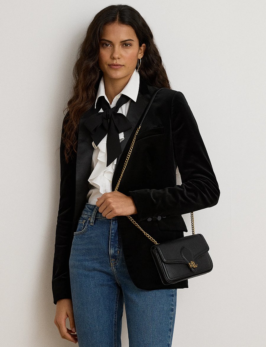 Lauren Ralph Lauren - Pebbled Leather Bradley Crossbody Wallet - crossbody bags - black - 4