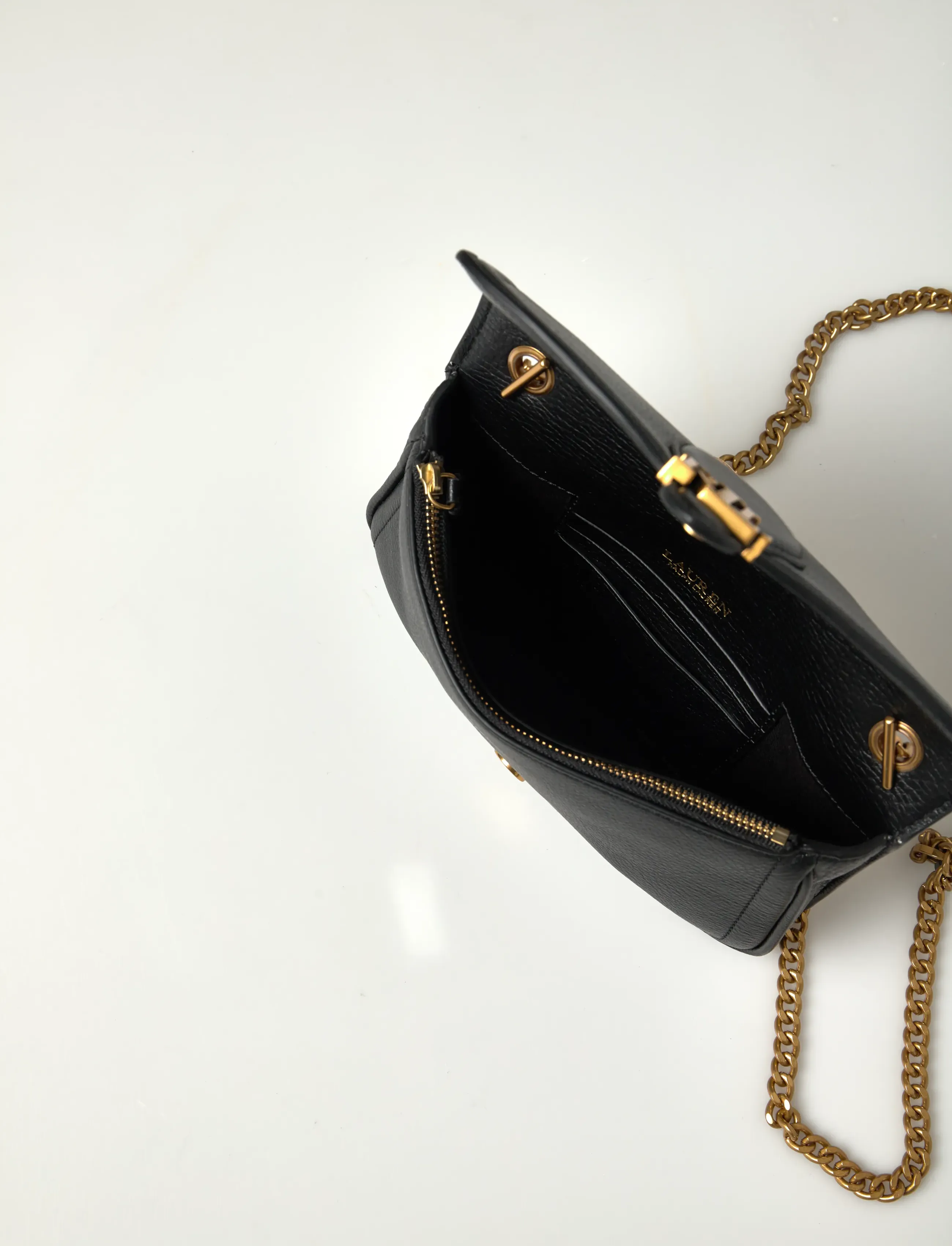 Lauren Ralph Lauren - Pebbled Leather Bradley Crossbody Wallet - stilīgas somas - black - 5