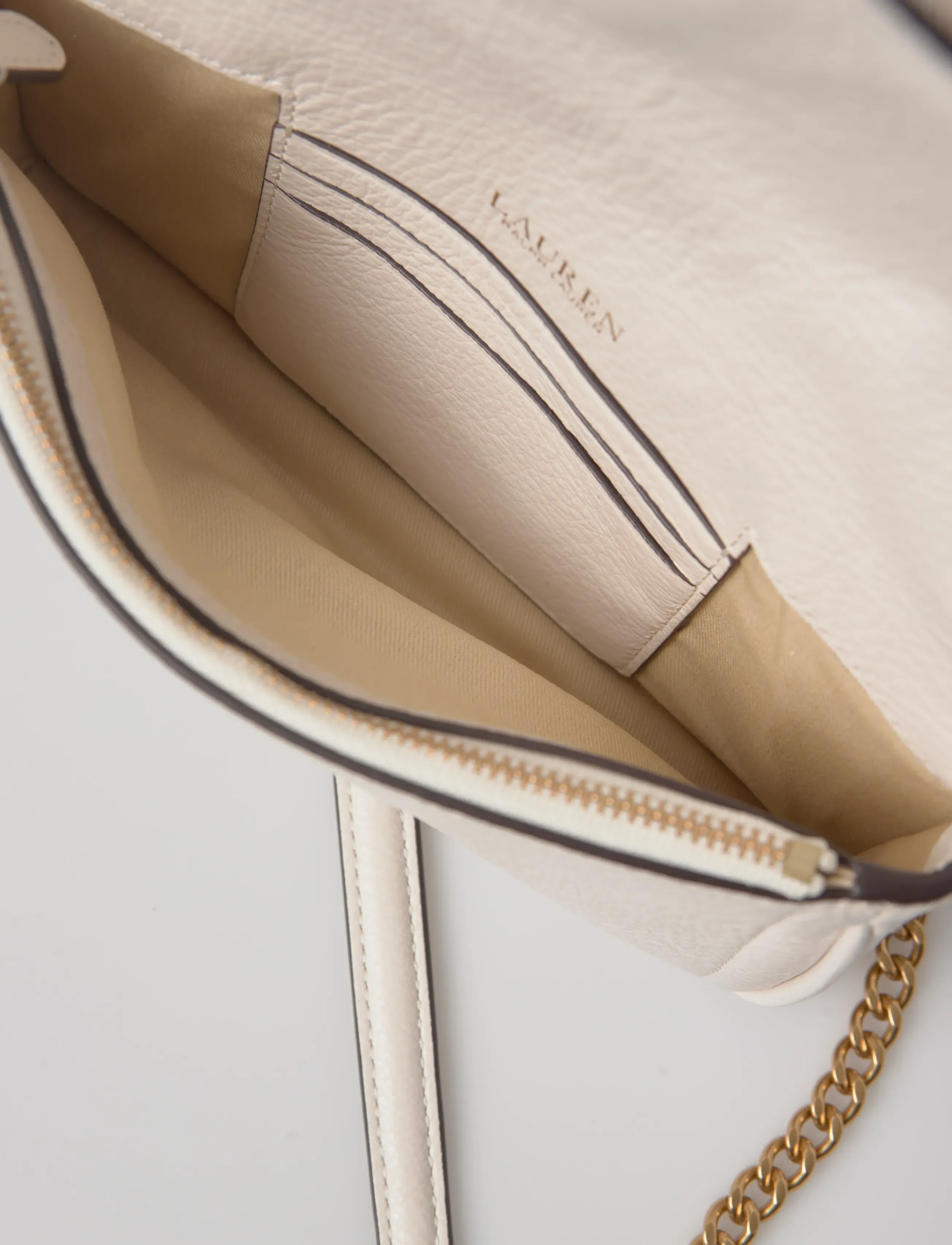 Lauren Ralph Lauren - Pebbled Leather Bradley Crossbody Wallet - crossbody bags - soft white - 5
