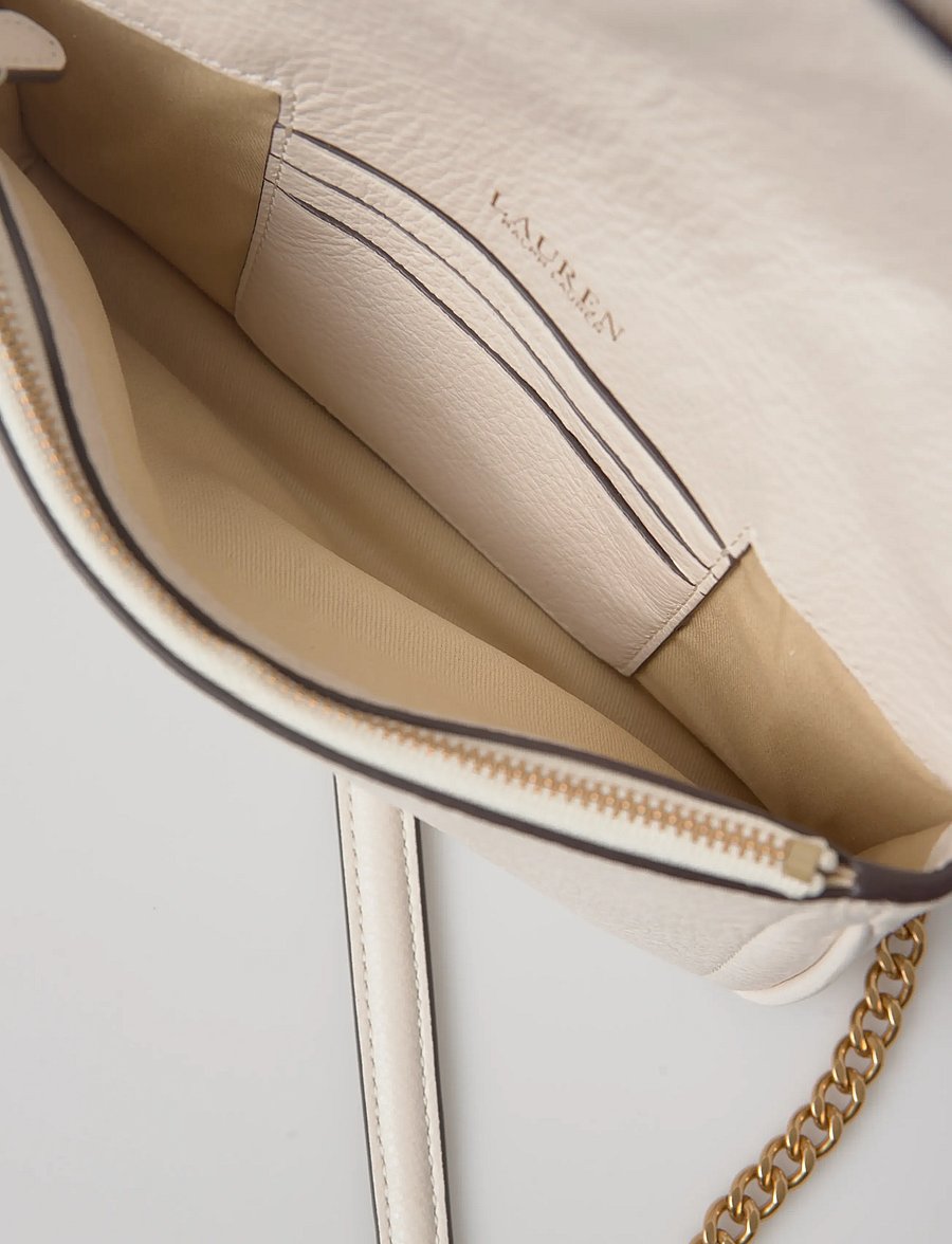 Lauren Ralph Lauren - Pebbled Leather Bradley Crossbody Wallet - umhängetaschen - soft white - 5