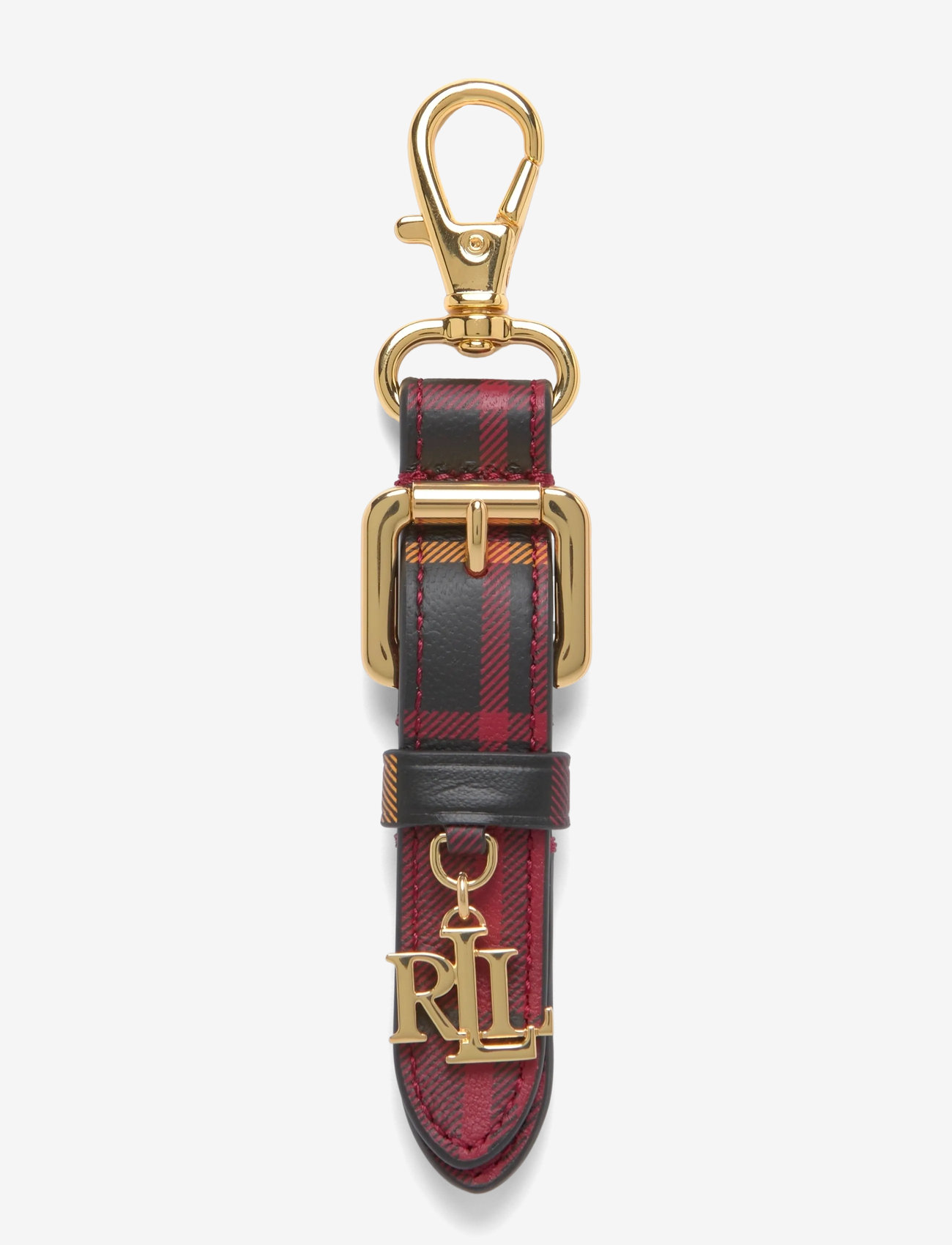 Lauren Ralph Lauren - Logo Charm Plaid Nappa Leather Key Fob - nyckelringar & bag charms - holiday tartan/bl - 0