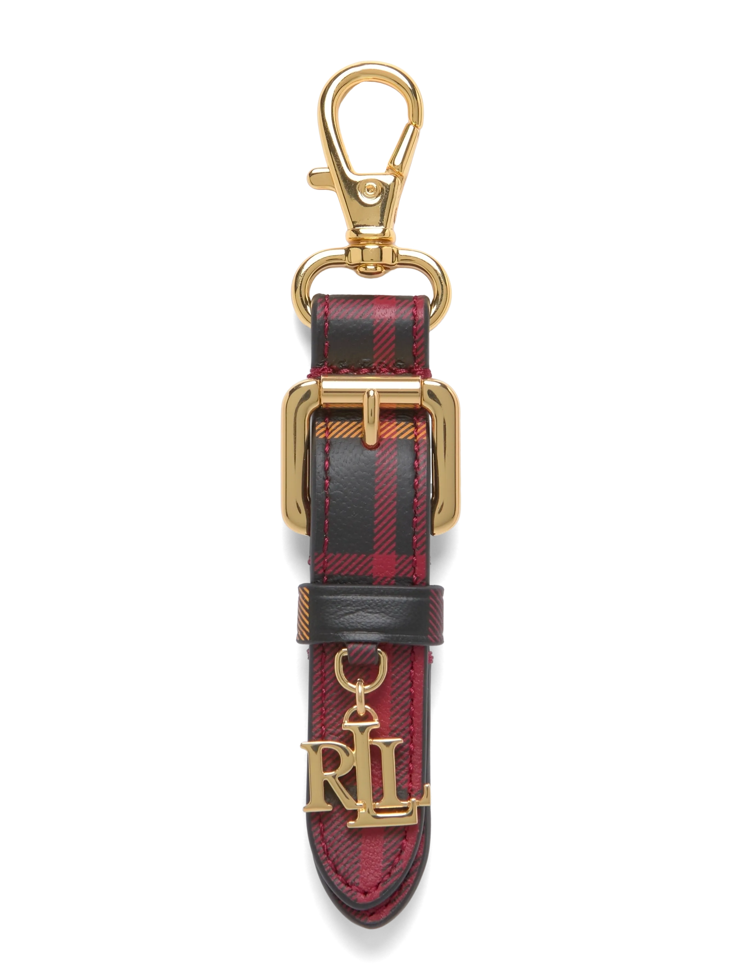 Lauren Ralph Lauren Logo Charm Plaid Nappa Leather Key Fob - Sleutelhangers & Tasbedeltjes - HOLIDAY TARTAN/BL / gold