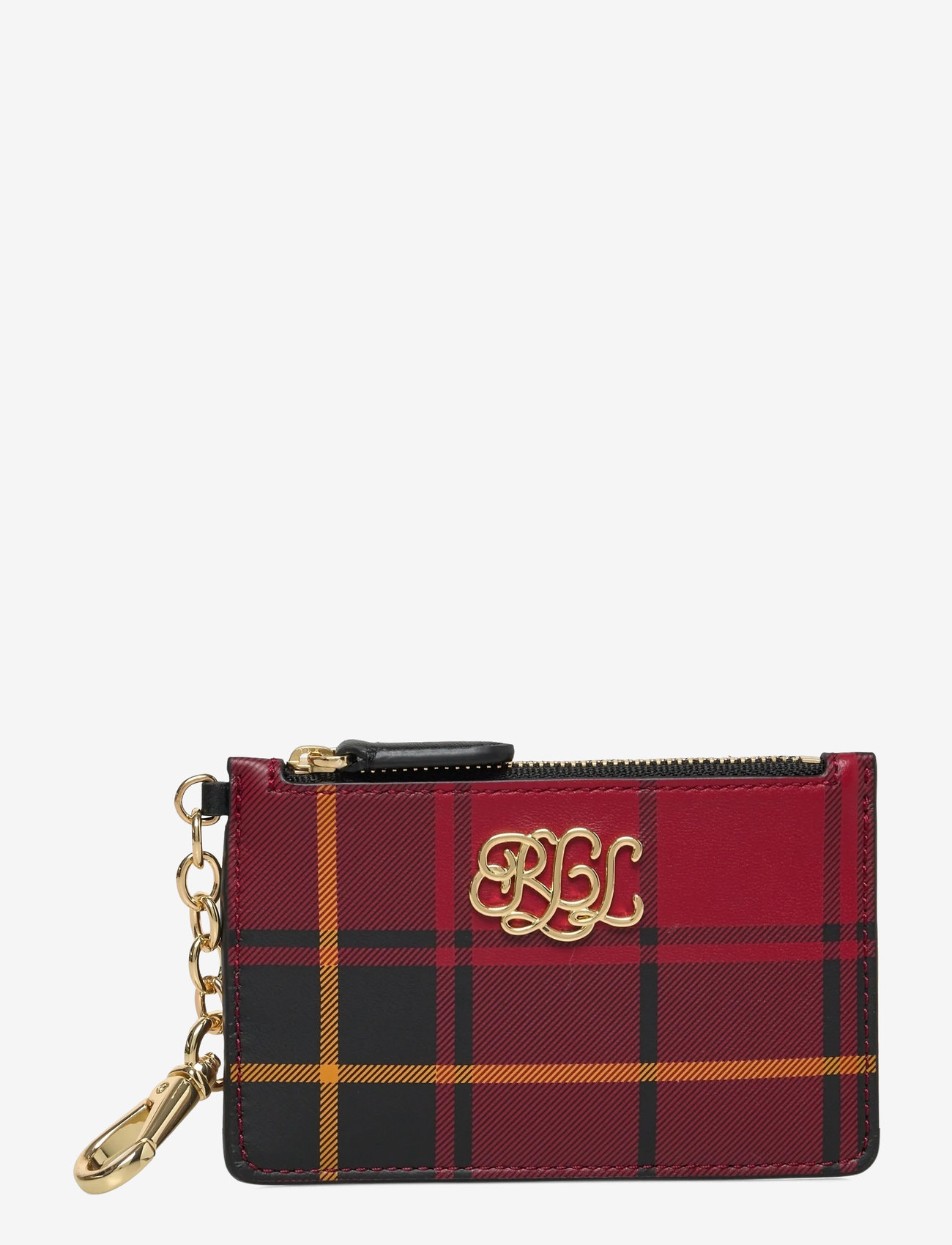 Lauren Ralph Lauren - Plaid Nappa Leather Zip Card Case - korthållare - holiday tartan/bl - 0