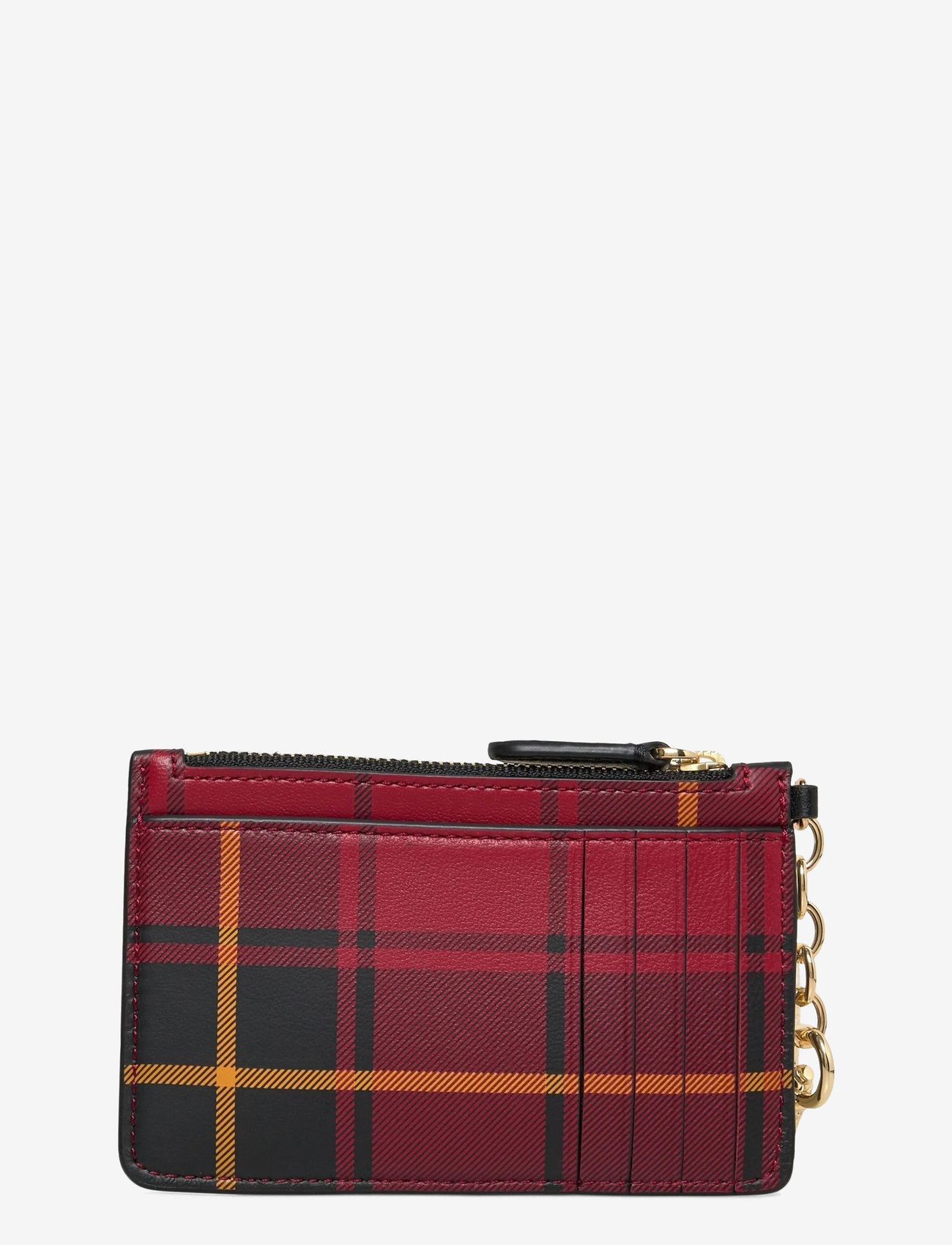 Lauren Ralph Lauren - Plaid Nappa Leather Zip Card Case - korthållare - holiday tartan/bl - 1