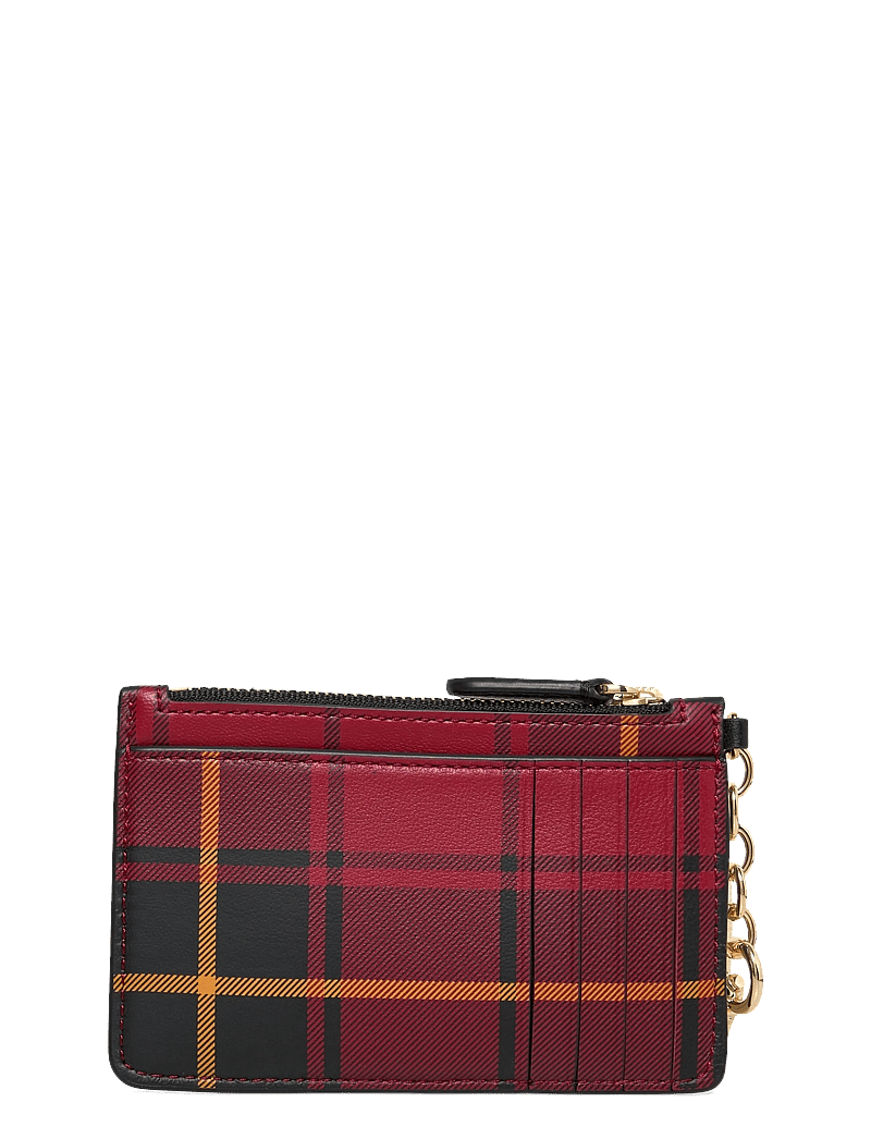 Lauren Ralph Lauren - Plaid Nappa Leather Zip Card Case - korthållare - holiday tartan/bl - 1