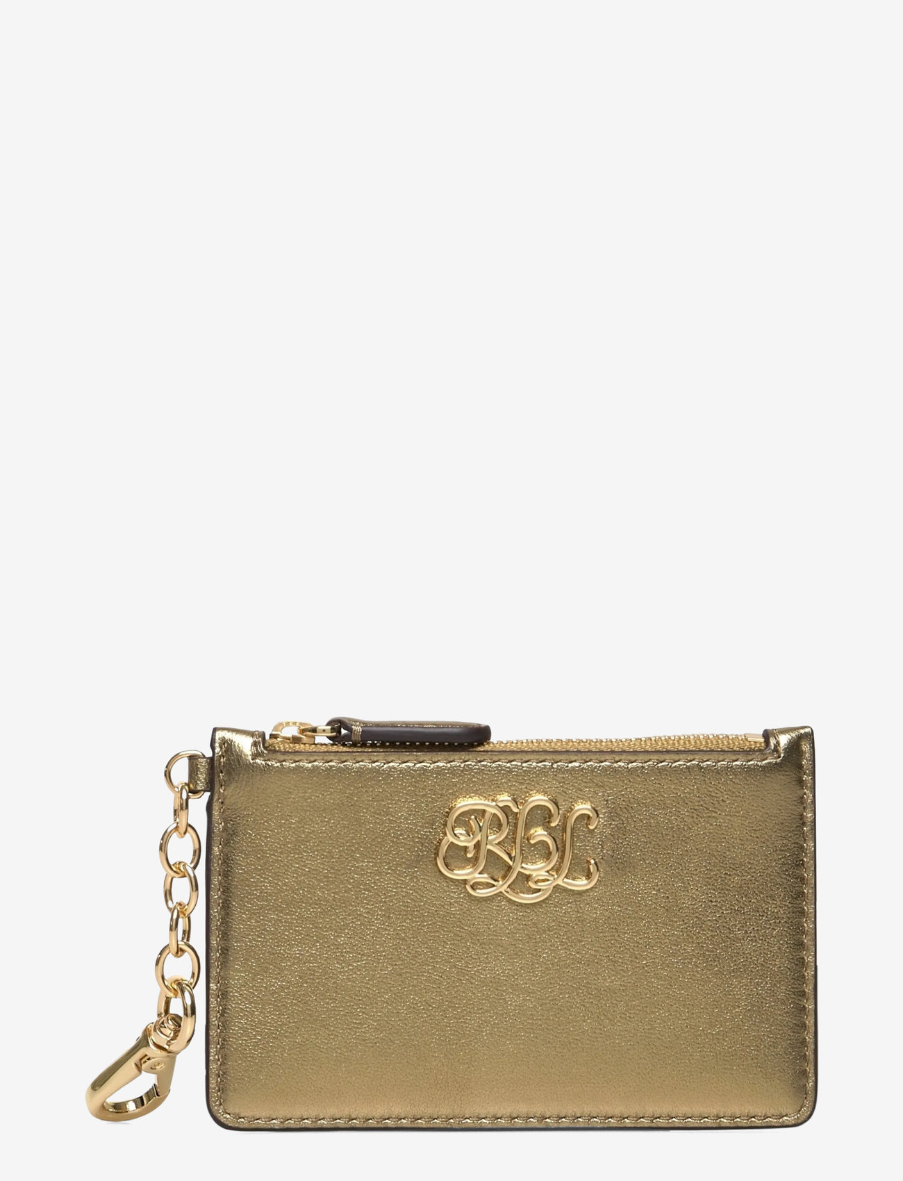 Lauren Ralph Lauren - Metallic Nappa Leather Zip Card Case - korthållare - antique gold - 0
