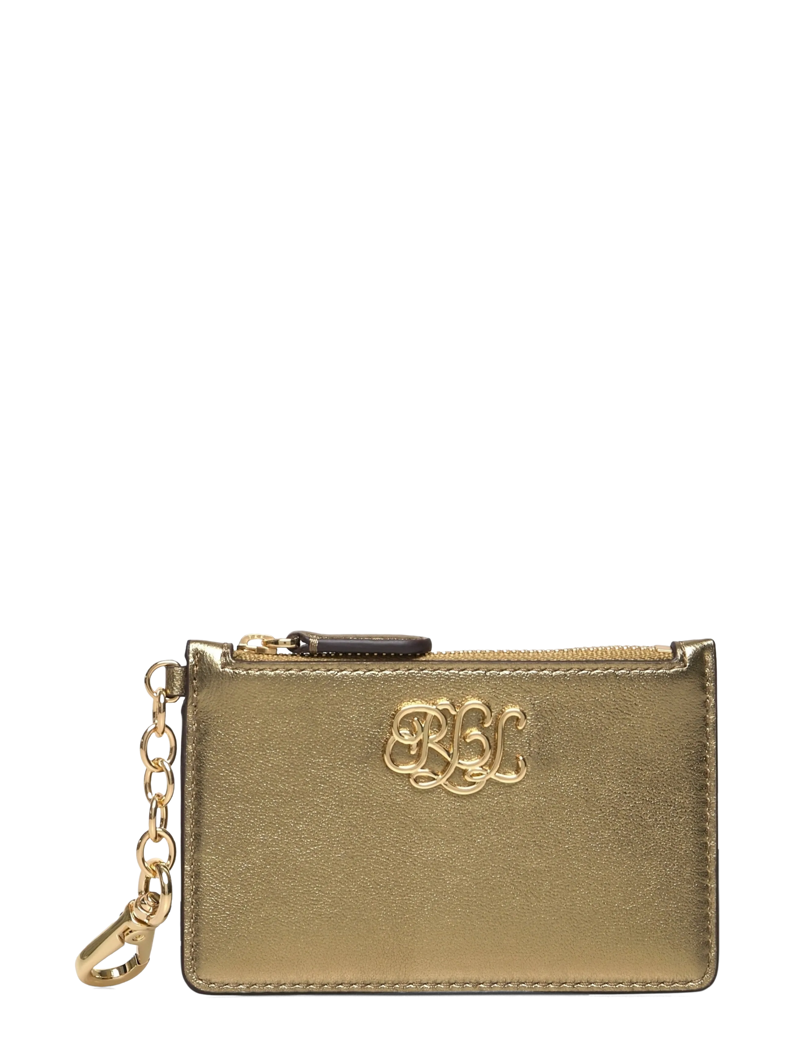 Lauren Ralph Lauren Metallic Nappa Leather Zip Card Case - Sleutelhangers & Tasbedeltjes - ANTIQUE GOLD / gold